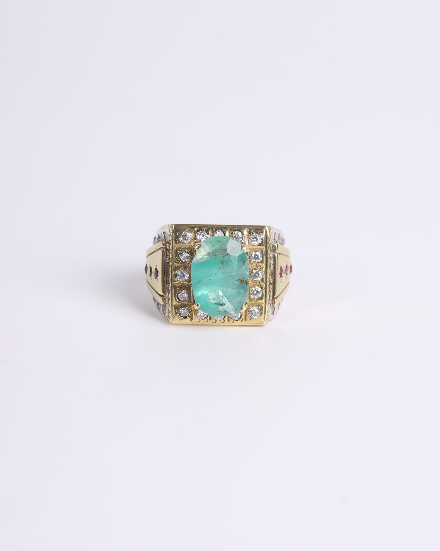 Full Stone Ring with Nuristan Emerald – 925 Sterling Silver