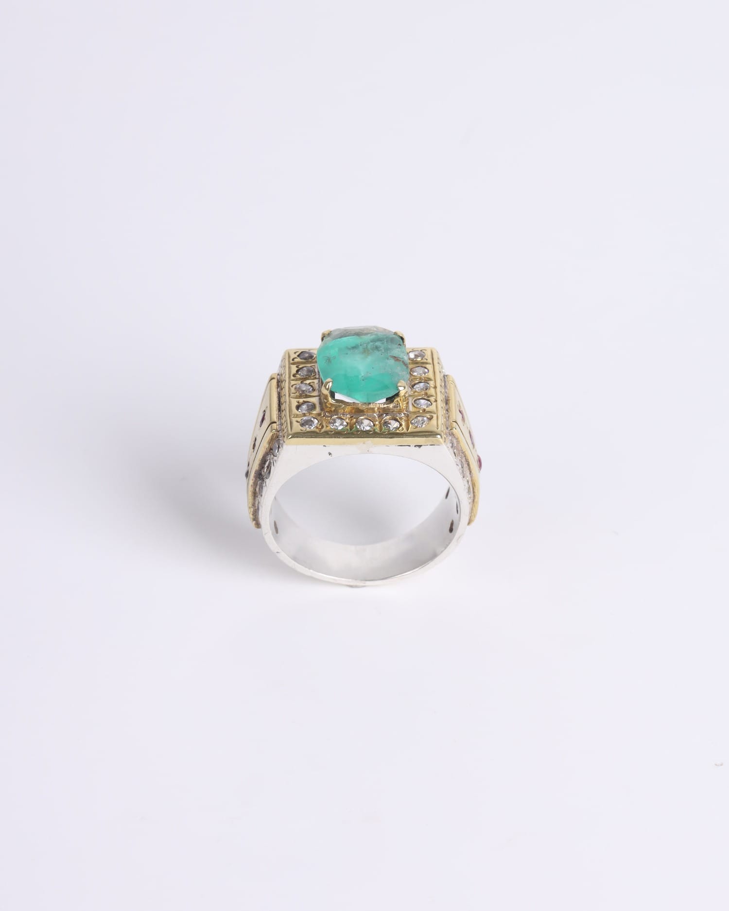 Full Stone Ring with Nuristan Emerald – 925 Sterling Silver