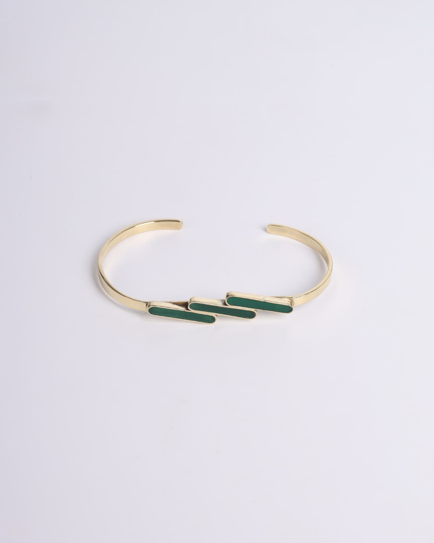 Green Agate Semi Classic Cuff Bracelet & Ring Set – Gold Plated Afghan Handmade Jewelry