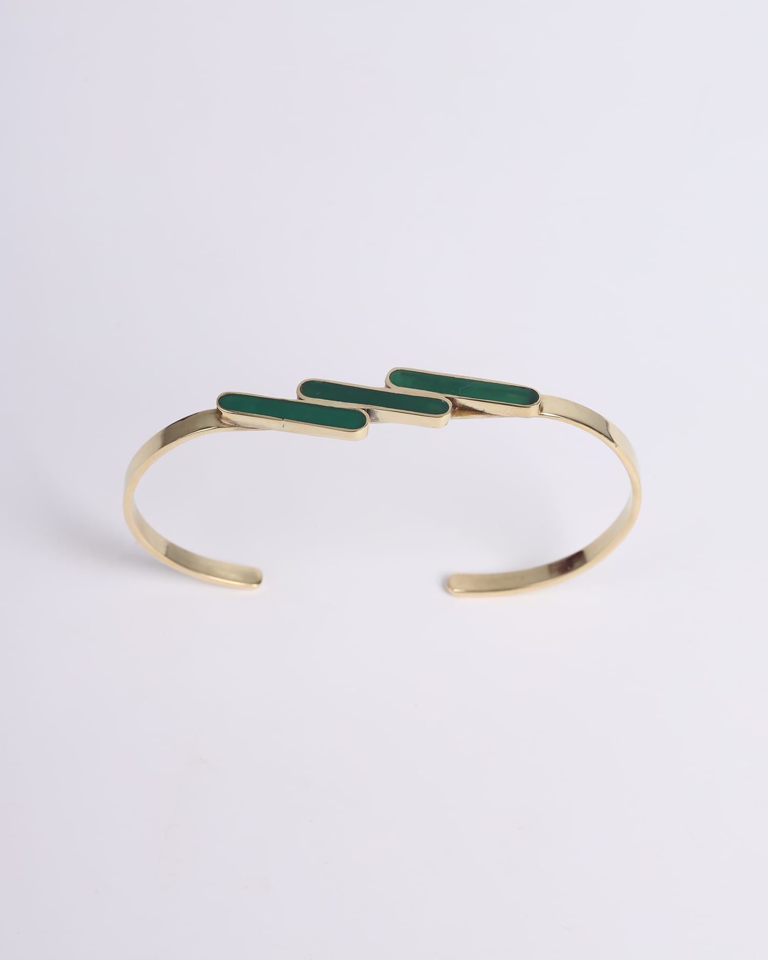 Green Agate Semi Classic Cuff Bracelet & Ring Set – Gold Plated Afghan Handmade Jewelry