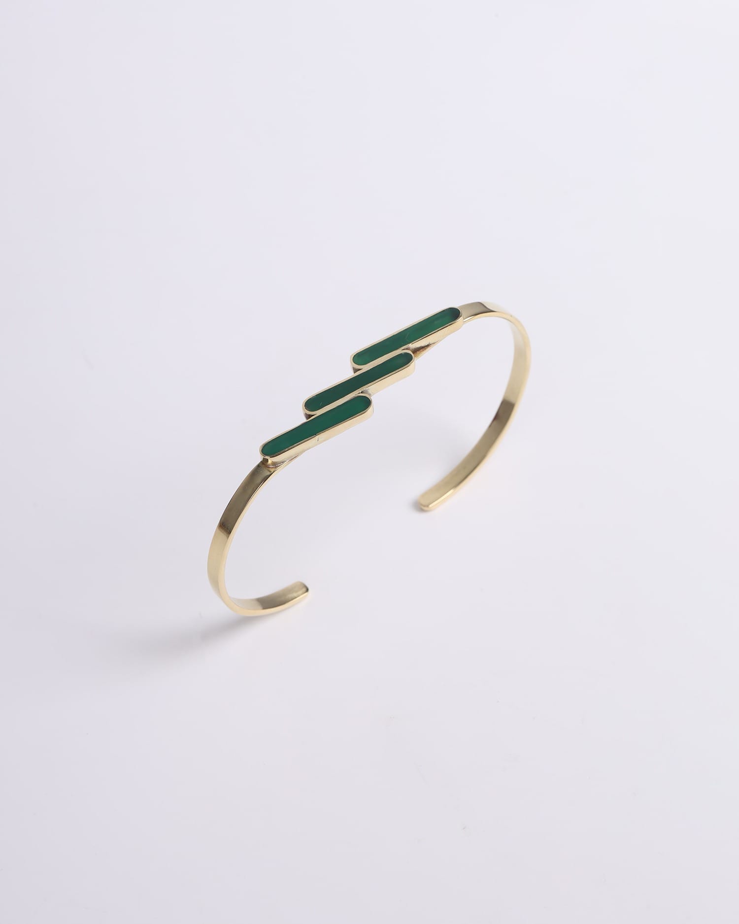 Green Agate Semi Classic Cuff Bracelet & Ring Set – Gold Plated Afghan Handmade Jewelry