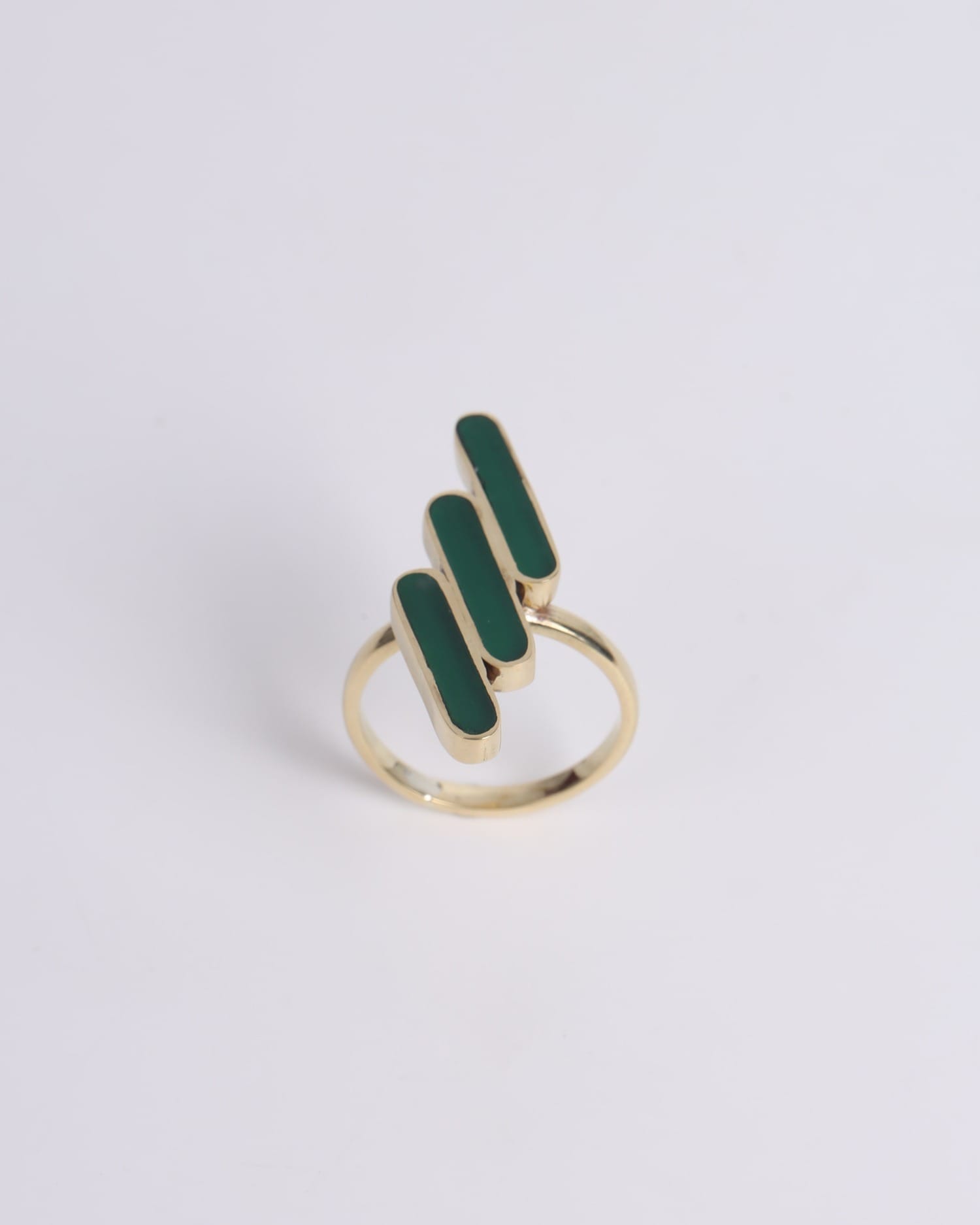 Green Agate Semi Classic Cuff Bracelet & Ring Set – Gold Plated Afghan Handmade Jewelry
