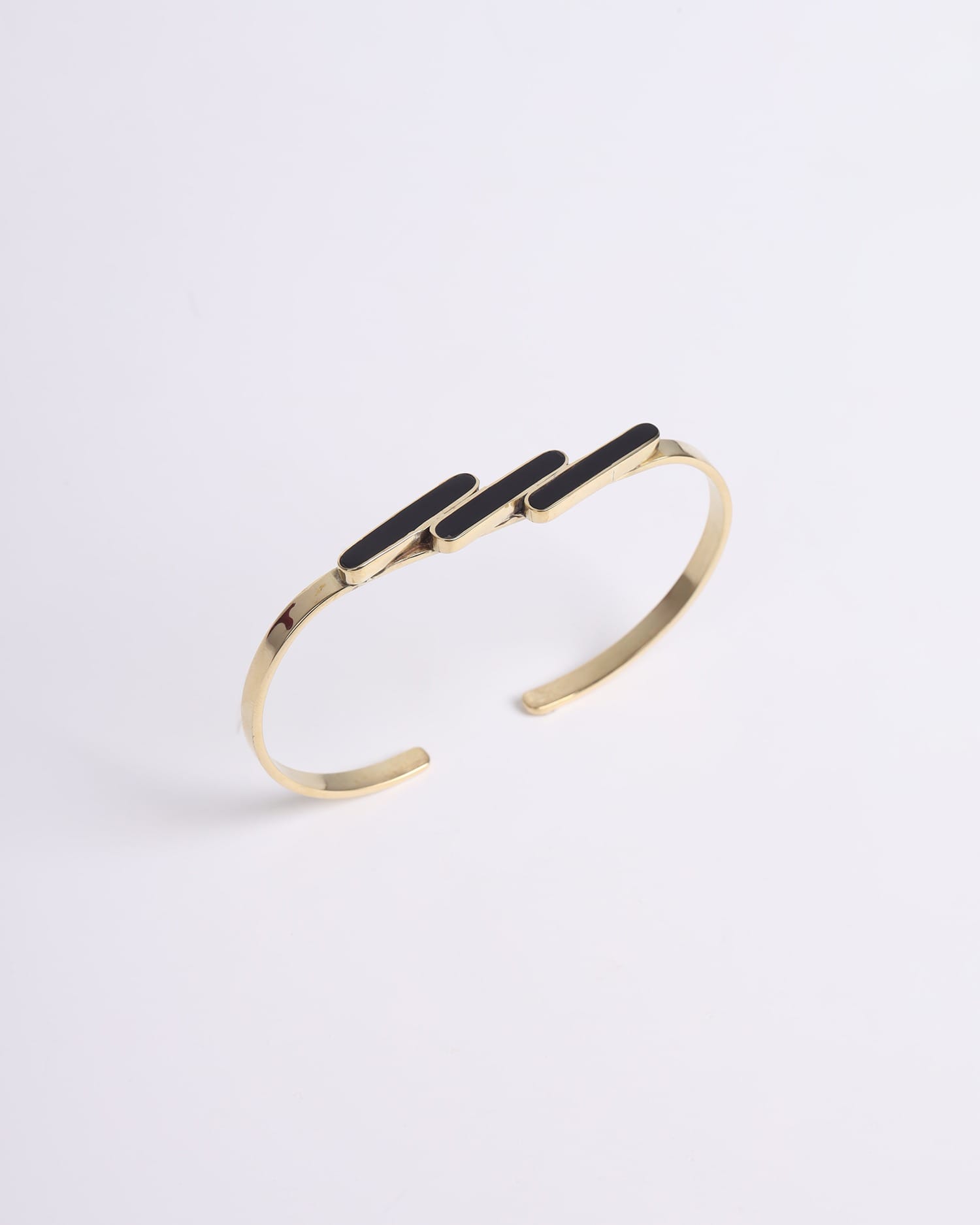 Semi Classic Black Agate Bracelet & Ring Set – Gold Plated Handmade Jewelry