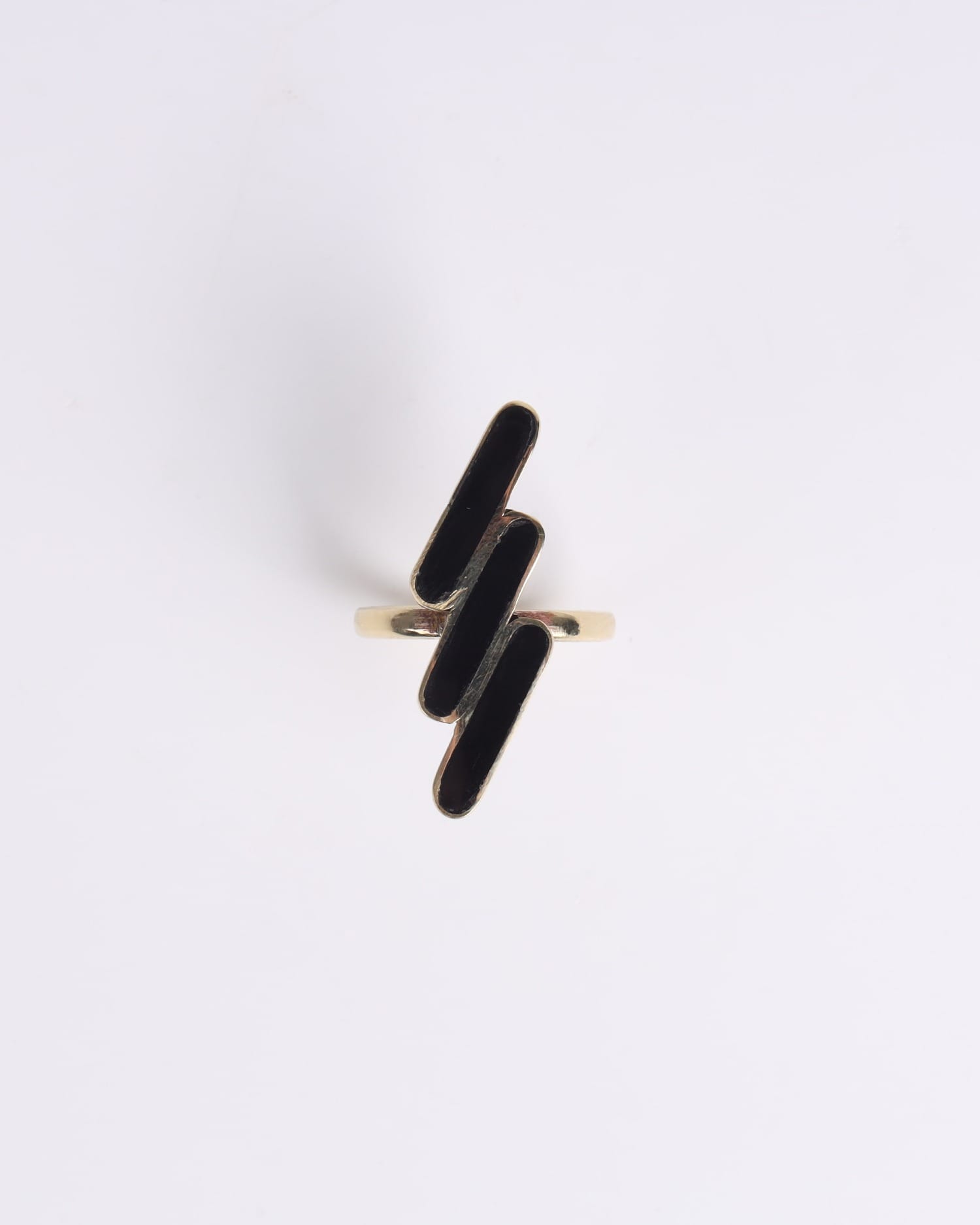 Semi Classic Black Agate Bracelet & Ring Set – Gold Plated Handmade Jewelry