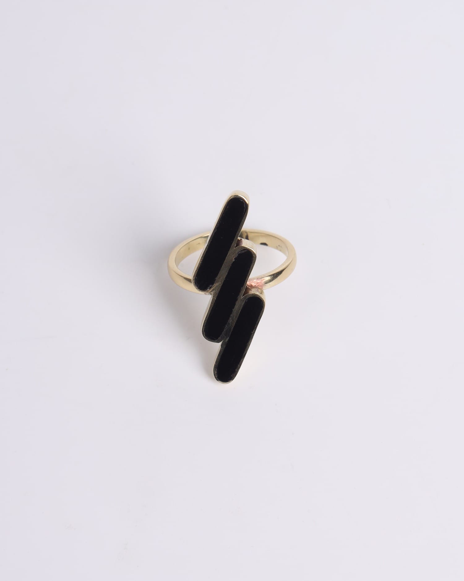 Semi Classic Black Agate Bracelet & Ring Set – Gold Plated Handmade Jewelry