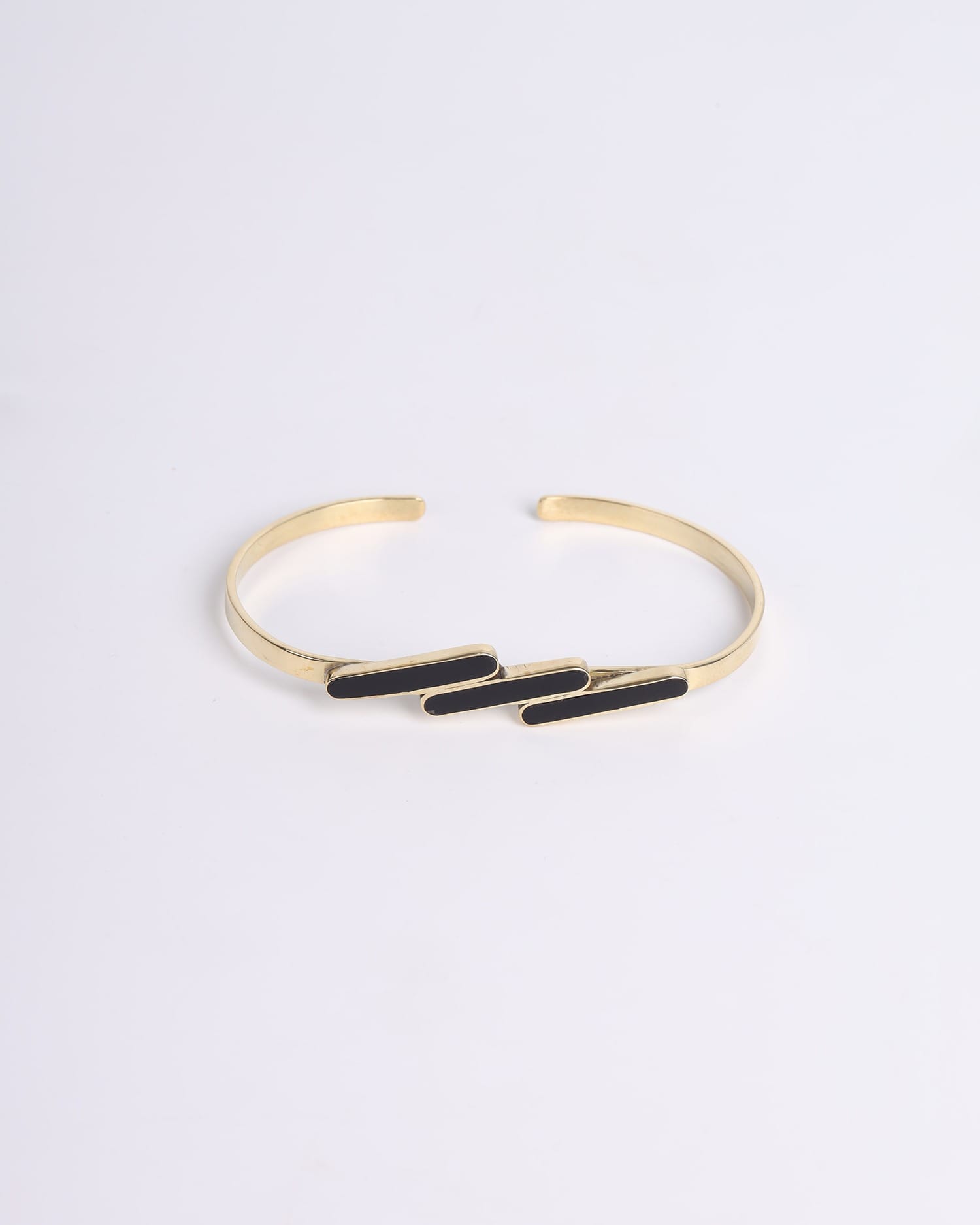 Semi Classic Black Agate Bracelet & Ring Set – Gold Plated Handmade Jewelry