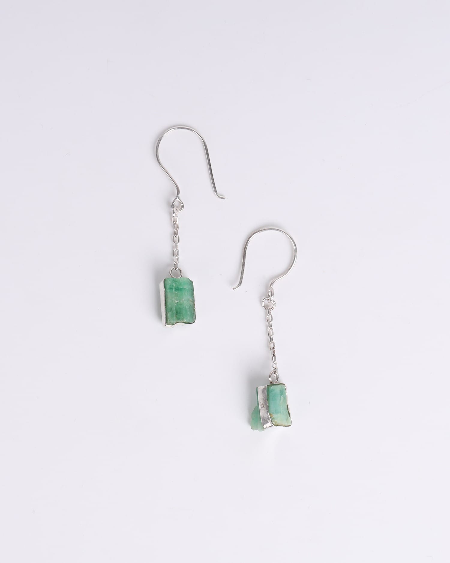 Emerald Necklace & Earrings Set – Afghan Raw Emerald Jewelry in Sterling Silver