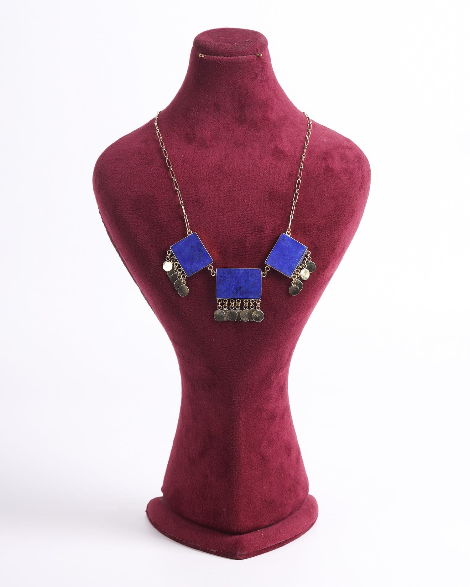 Royal Blue Lapis Lazuli Jewelry Set – Afghan Artisan Gold Plated Necklace & Earrings
