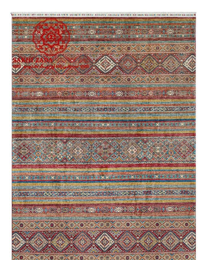 Handmade Afghani Tribal Wool Carpet – Multicolor Geometric Rug