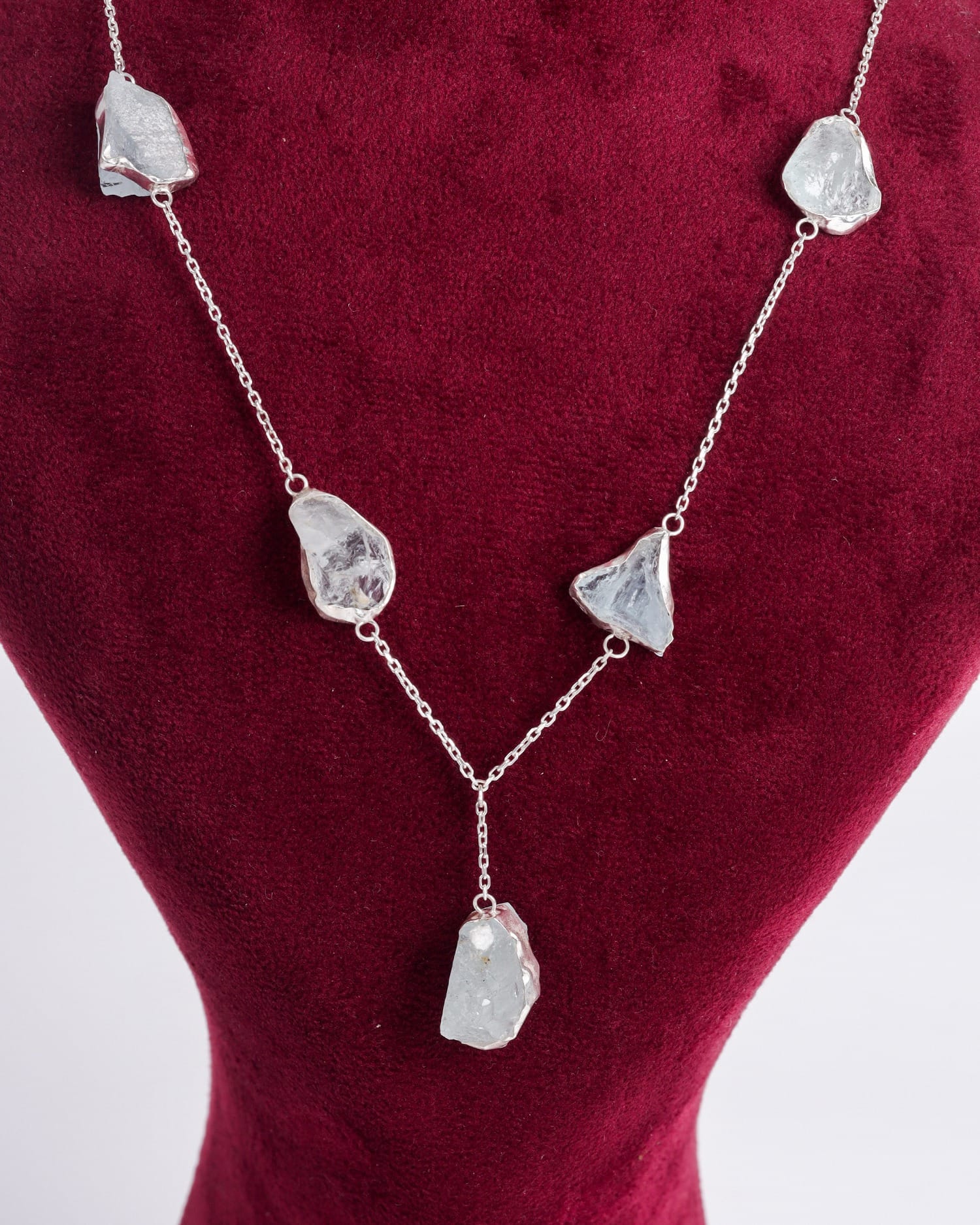 Raw Aquamarine Necklace & Earrings Set – Afghan Artisan Silver Jewelry