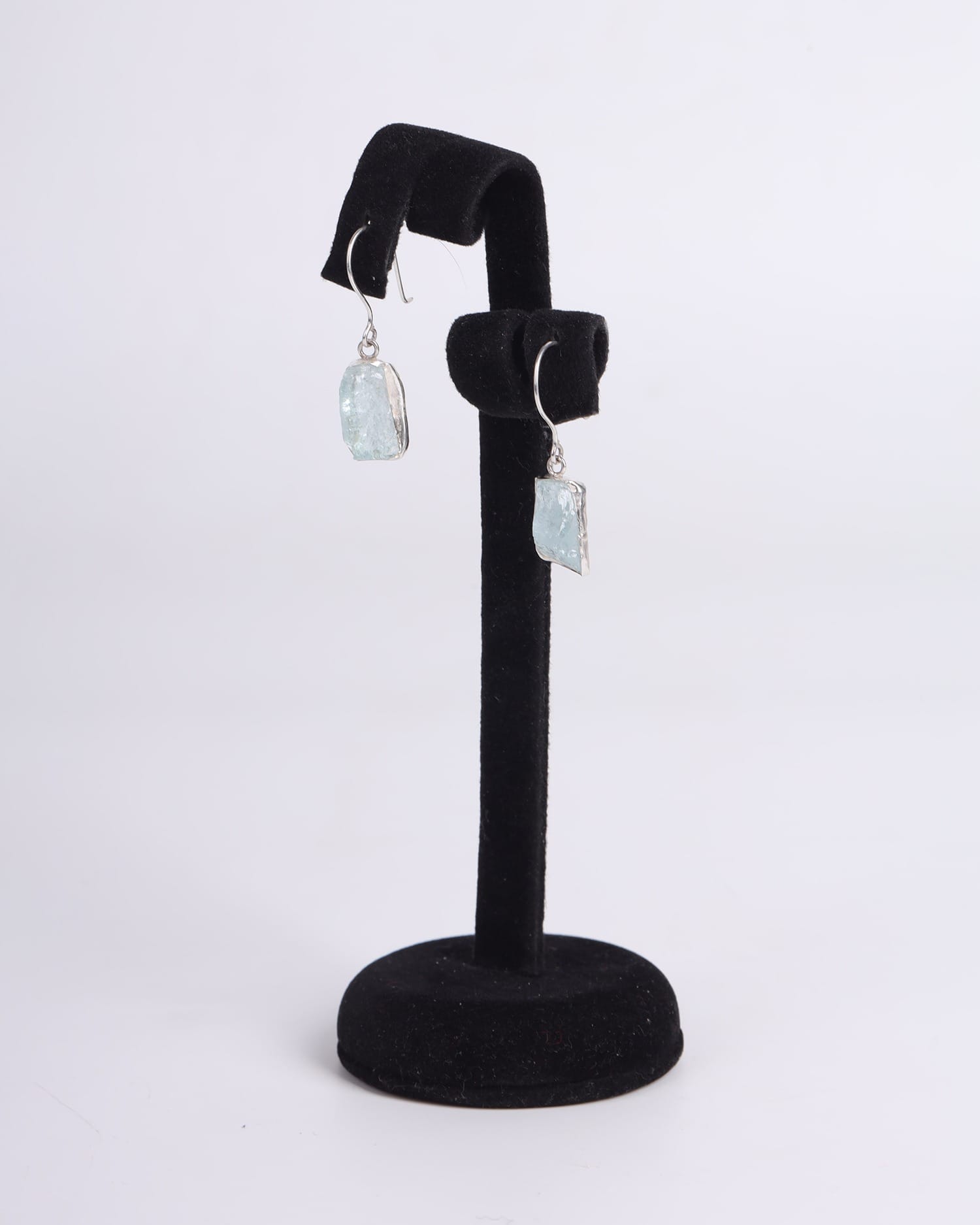 Raw Aquamarine Necklace & Earrings Set – Afghan Artisan Silver Jewelry