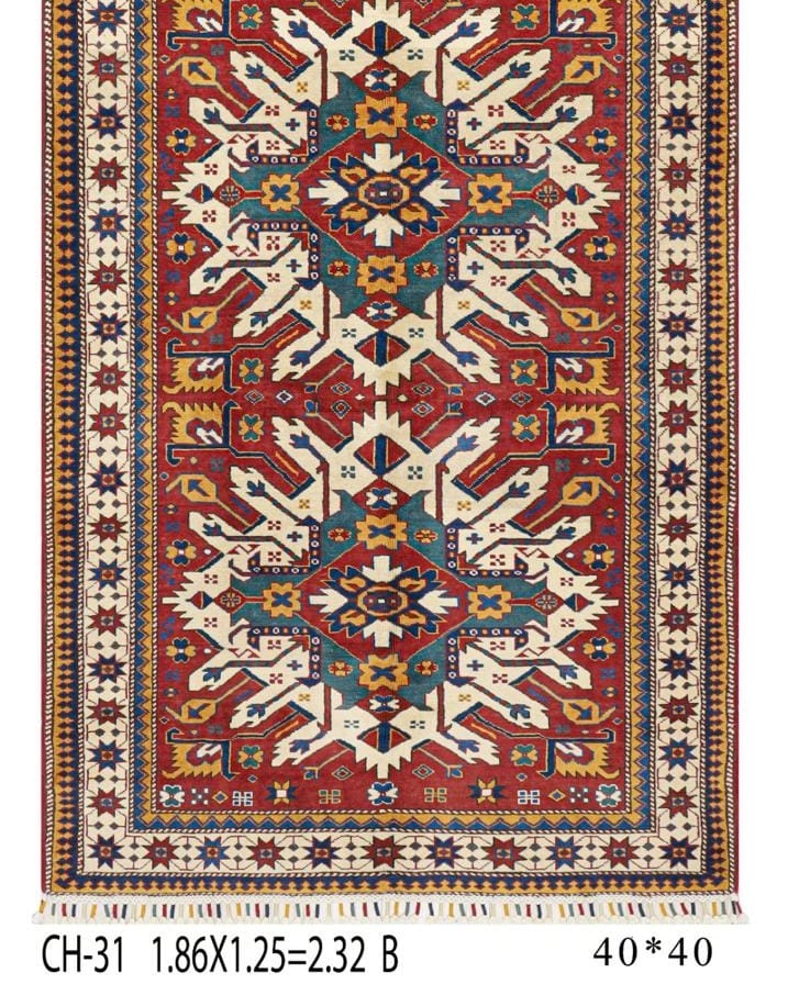 Handmade Afghani Wool Carpet – Traditional Geometric Floral Rug