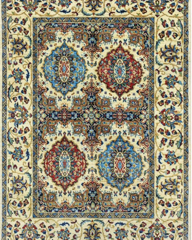 Handmade Afghani Wool Carpet – Classic Red & Blue Floral Rug