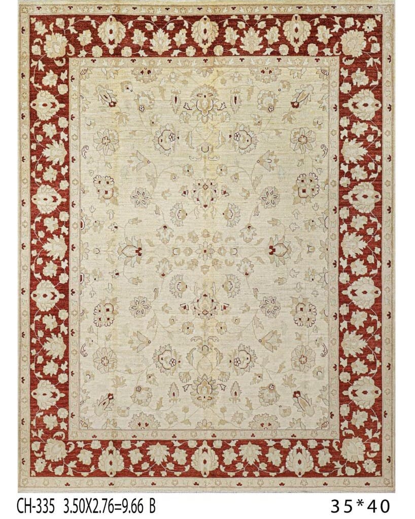 Handmade Afghani Wool Carpet – Traditional Floral Beige Rug