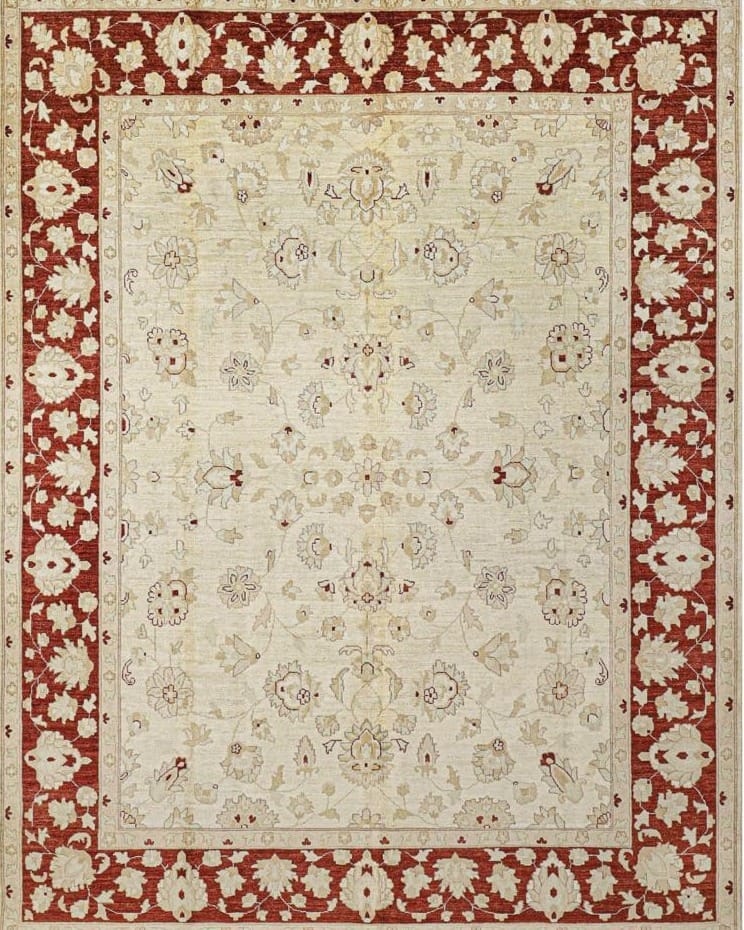 Handmade Afghani Wool Carpet – Traditional Floral Beige Rug