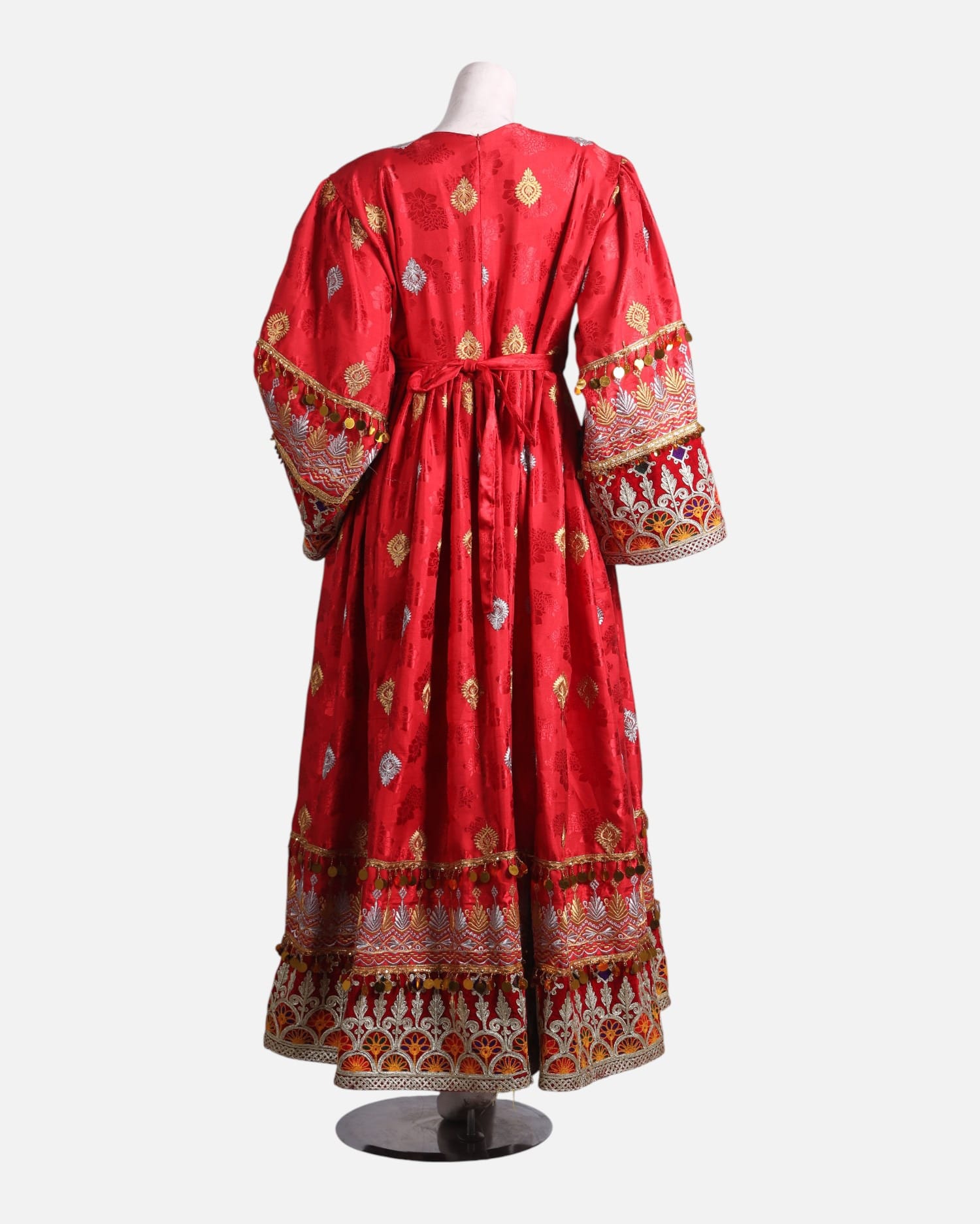 Red Dress with Vibrant Colorful Embroidery – Traditional Afghan Design