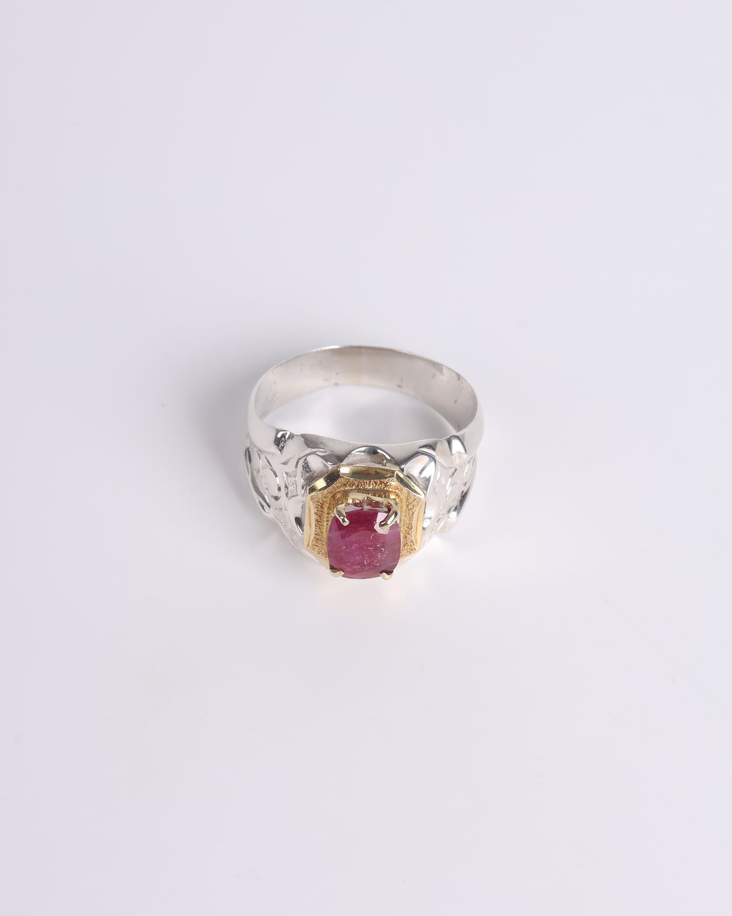 Modern Men's Silver Ring with 1.75ct Ruby Gemstone