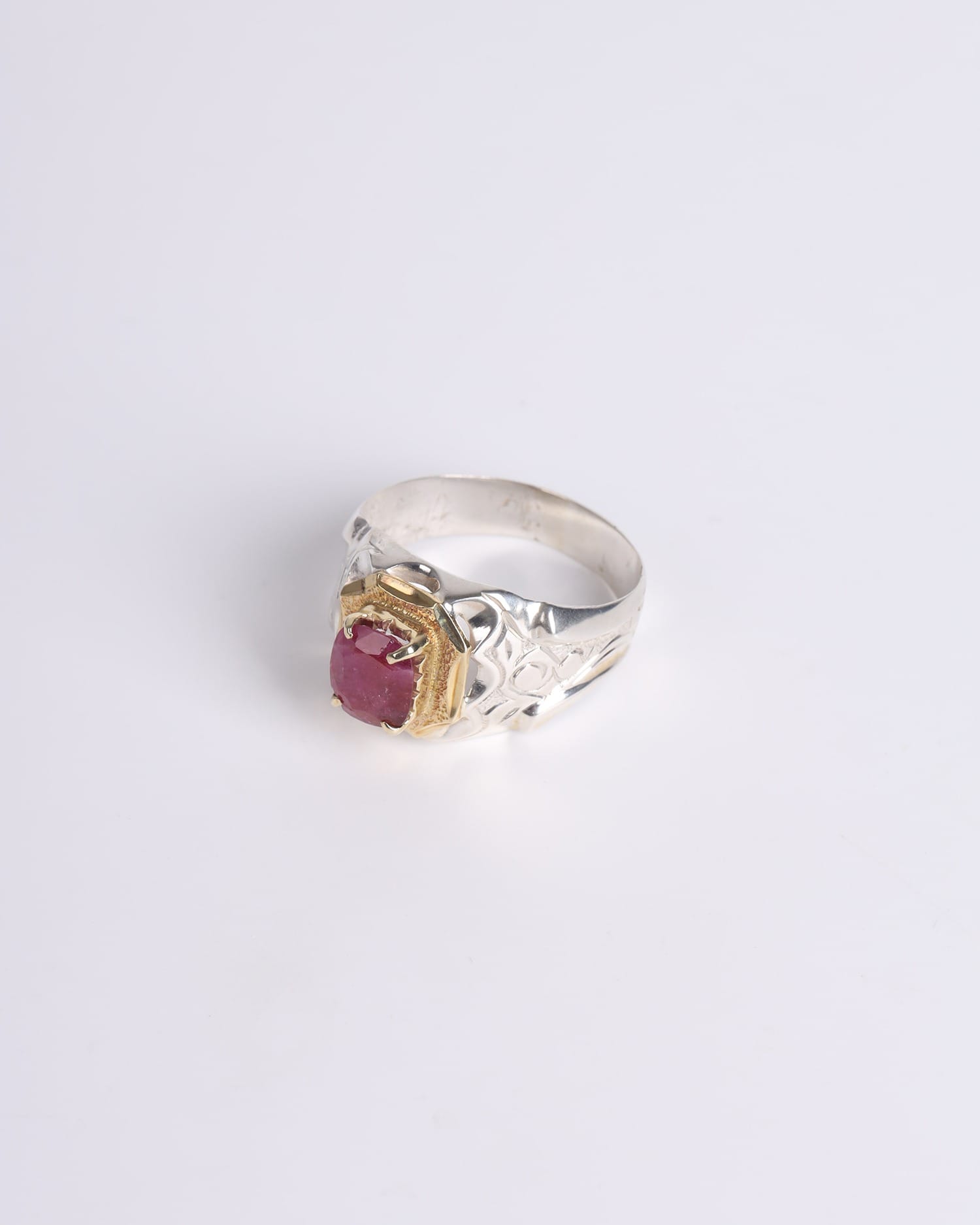 Modern Men's Silver Ring with 1.75ct Ruby Gemstone