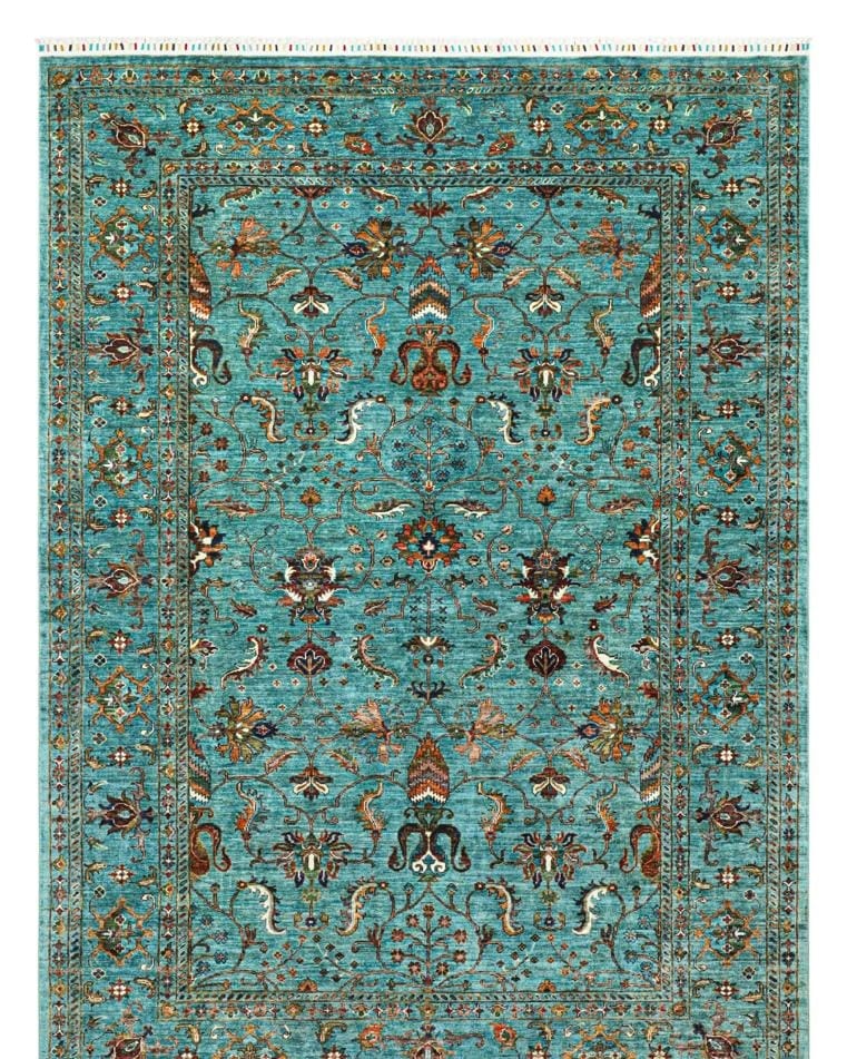 Handmade Afghani Wool Carpet – Blue Floral Rug