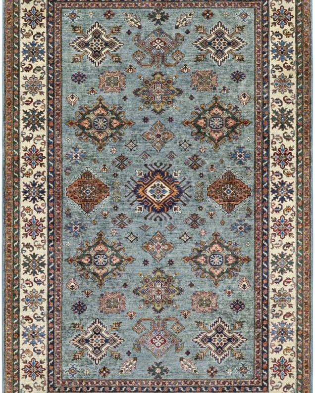 Handmade Afghani Wool Carpet – Geometric Floral Rug