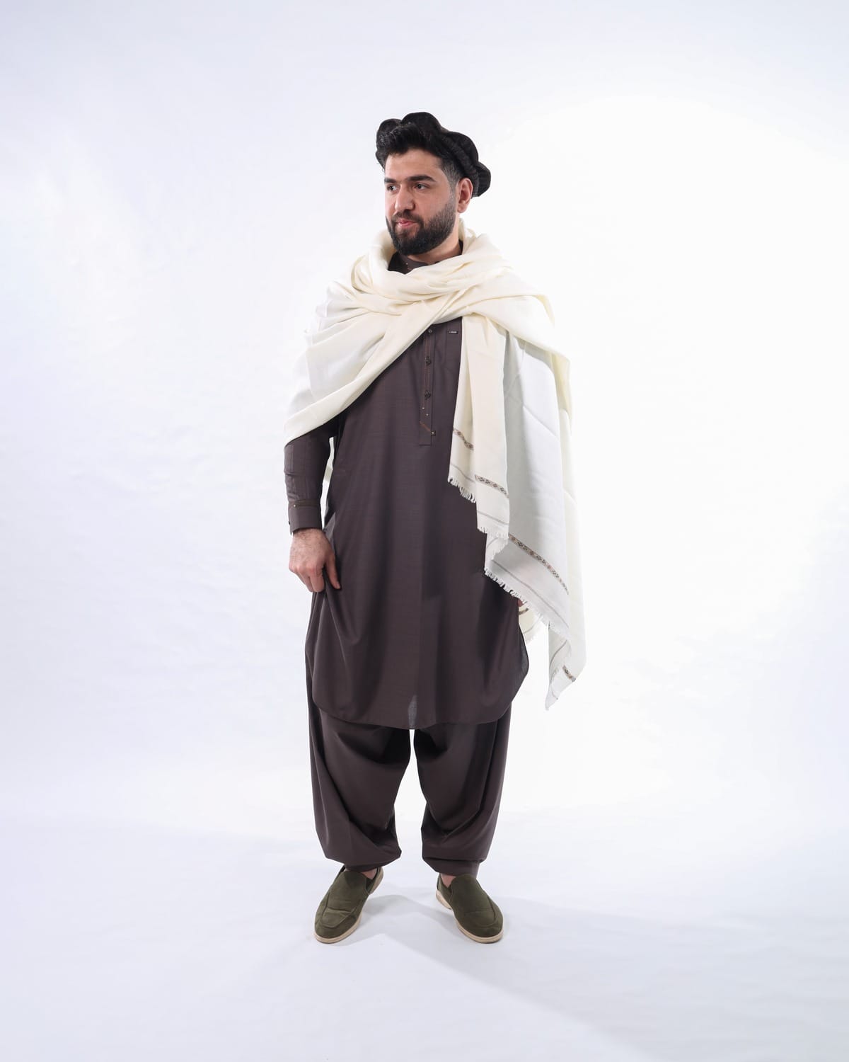 Afghani Outfit for men, Simple Pehran o Tunban with Pato Shawl