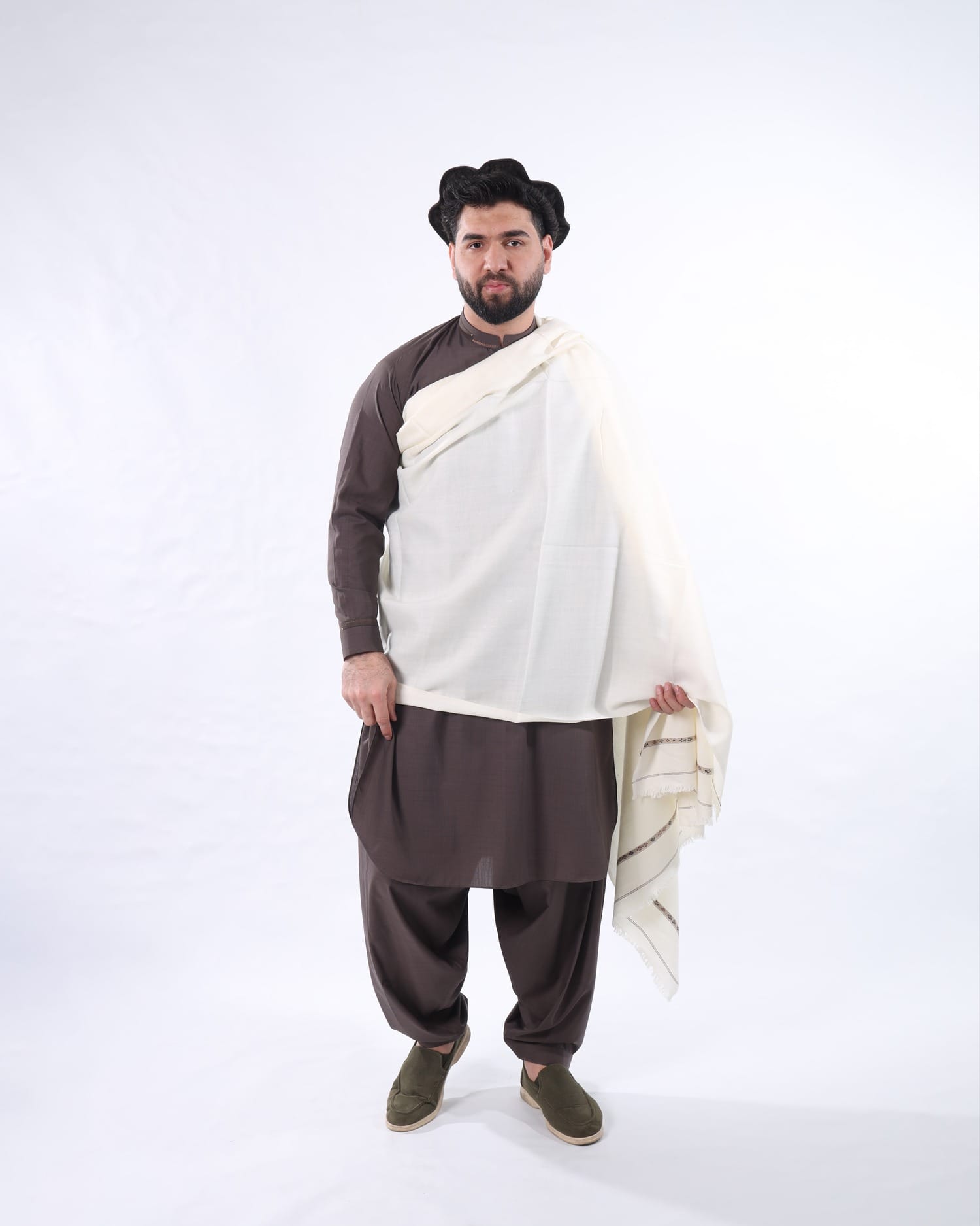 Afghani Outfit for men, Simple Pehran o Tunban with Pato Shawl