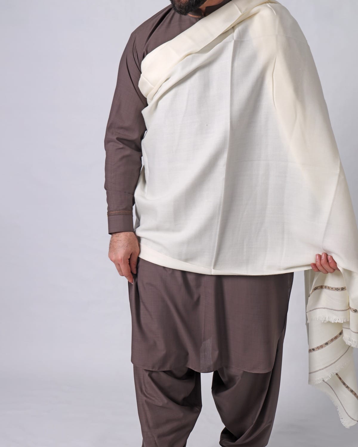 Afghani Outfit for men, Simple Pehran o Tunban with Pato Shawl