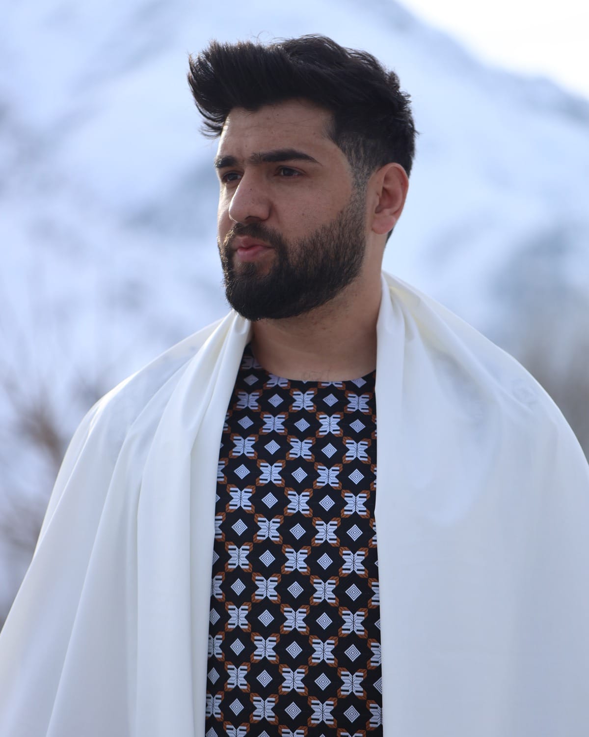 Clothes for Men Afghan White Shalwar Kameez with Shawl