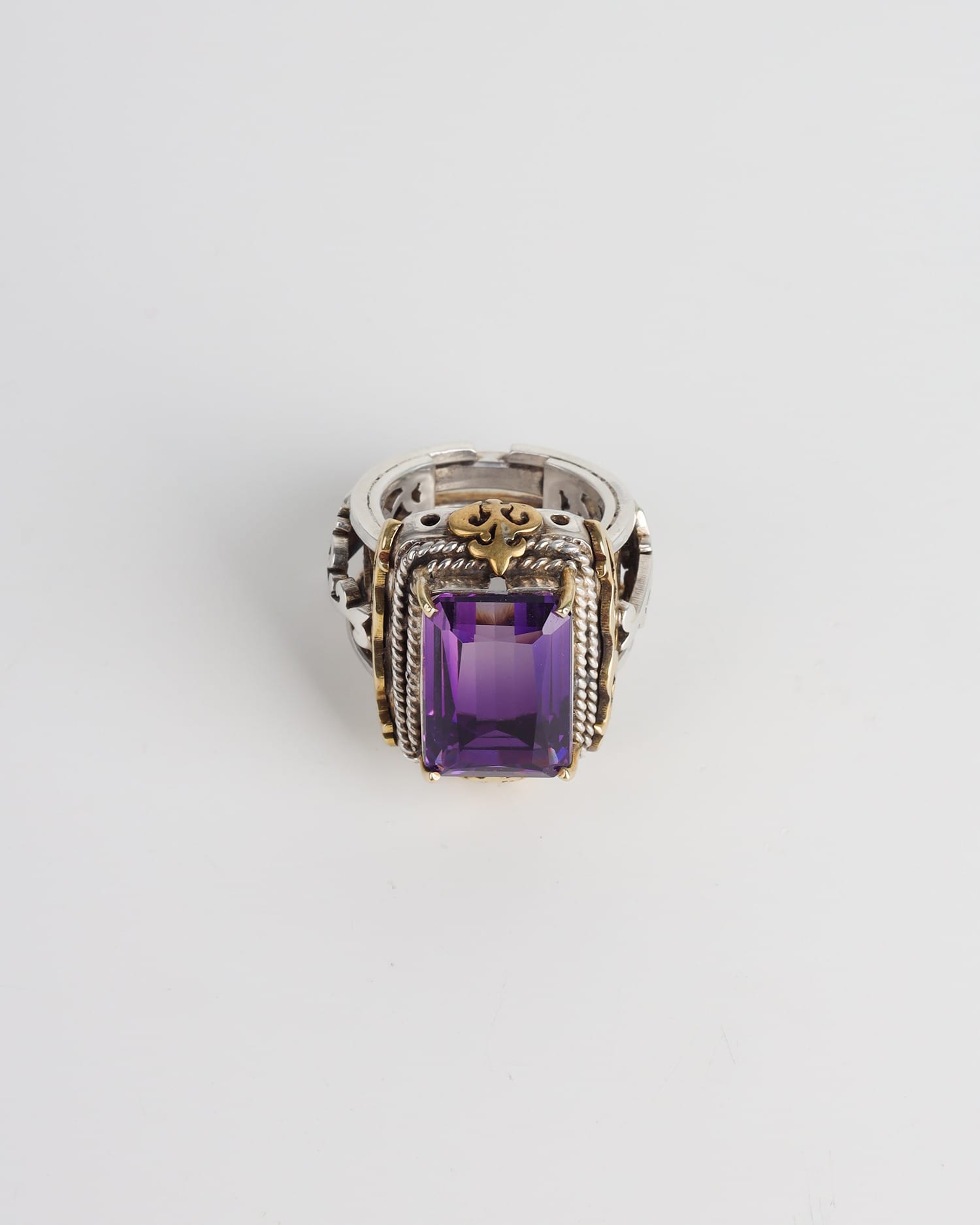 Royal Ring, Silver & Brass Band, Natural Ruby