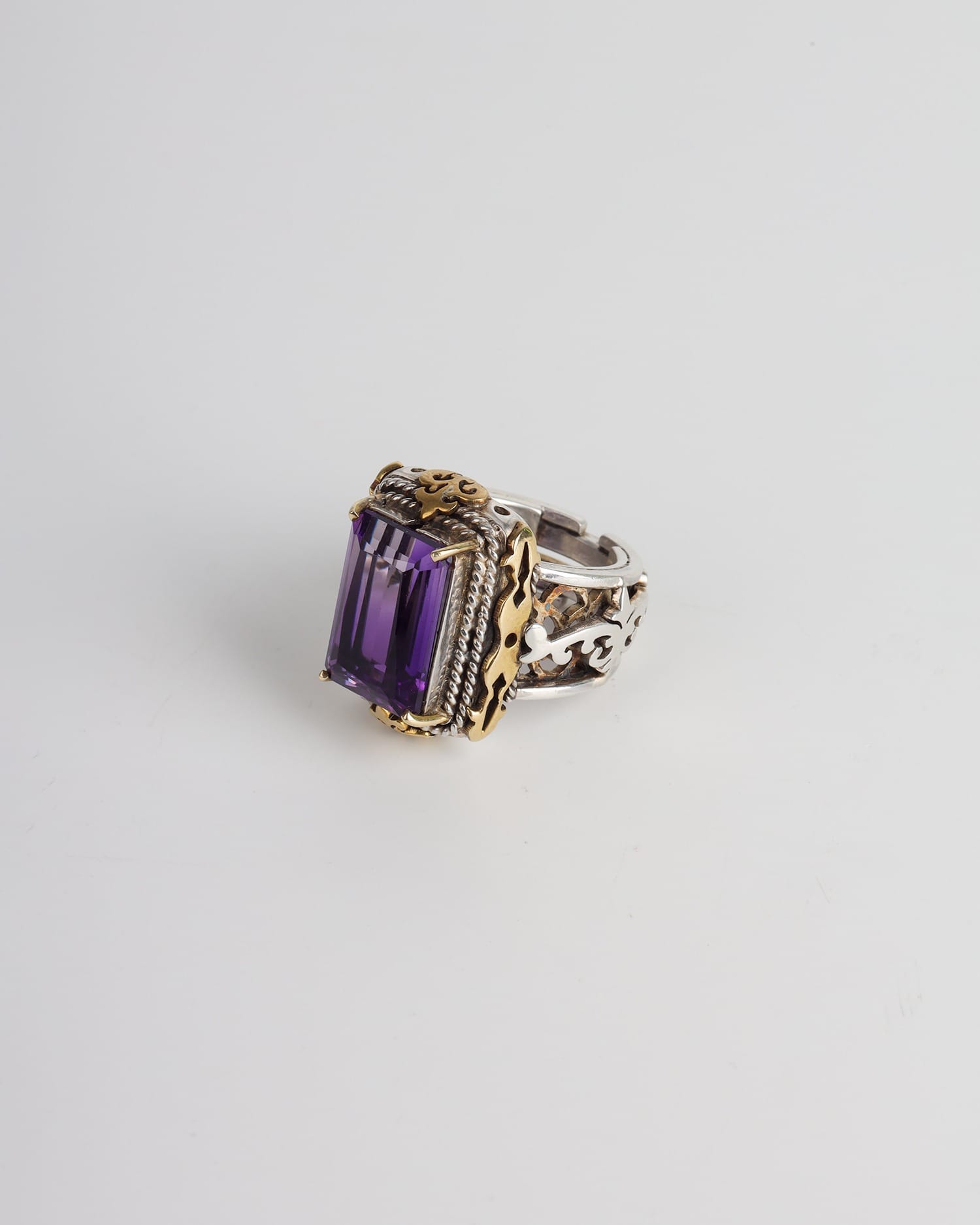 Royal Ring, Silver & Brass Band, Natural Ruby