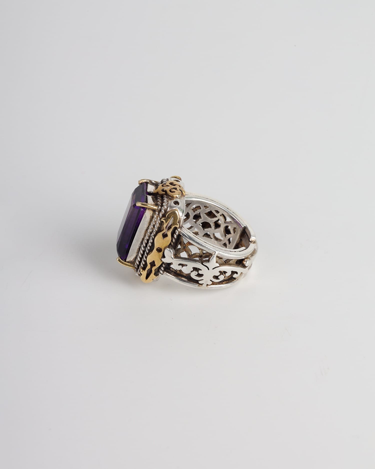 Royal Ring, Silver & Brass Band, Natural Ruby
