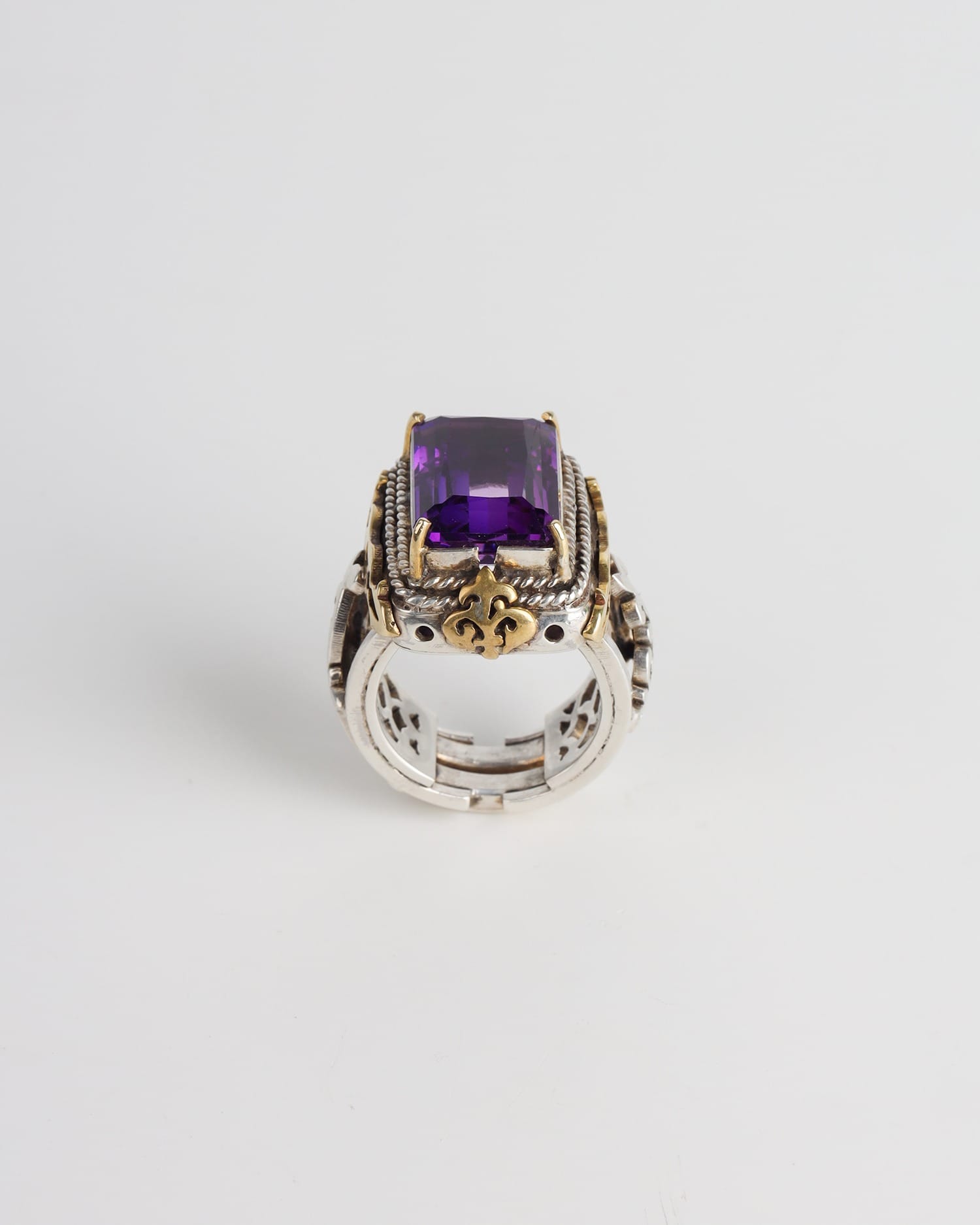 Royal Ring, Silver & Brass Band, Natural Ruby
