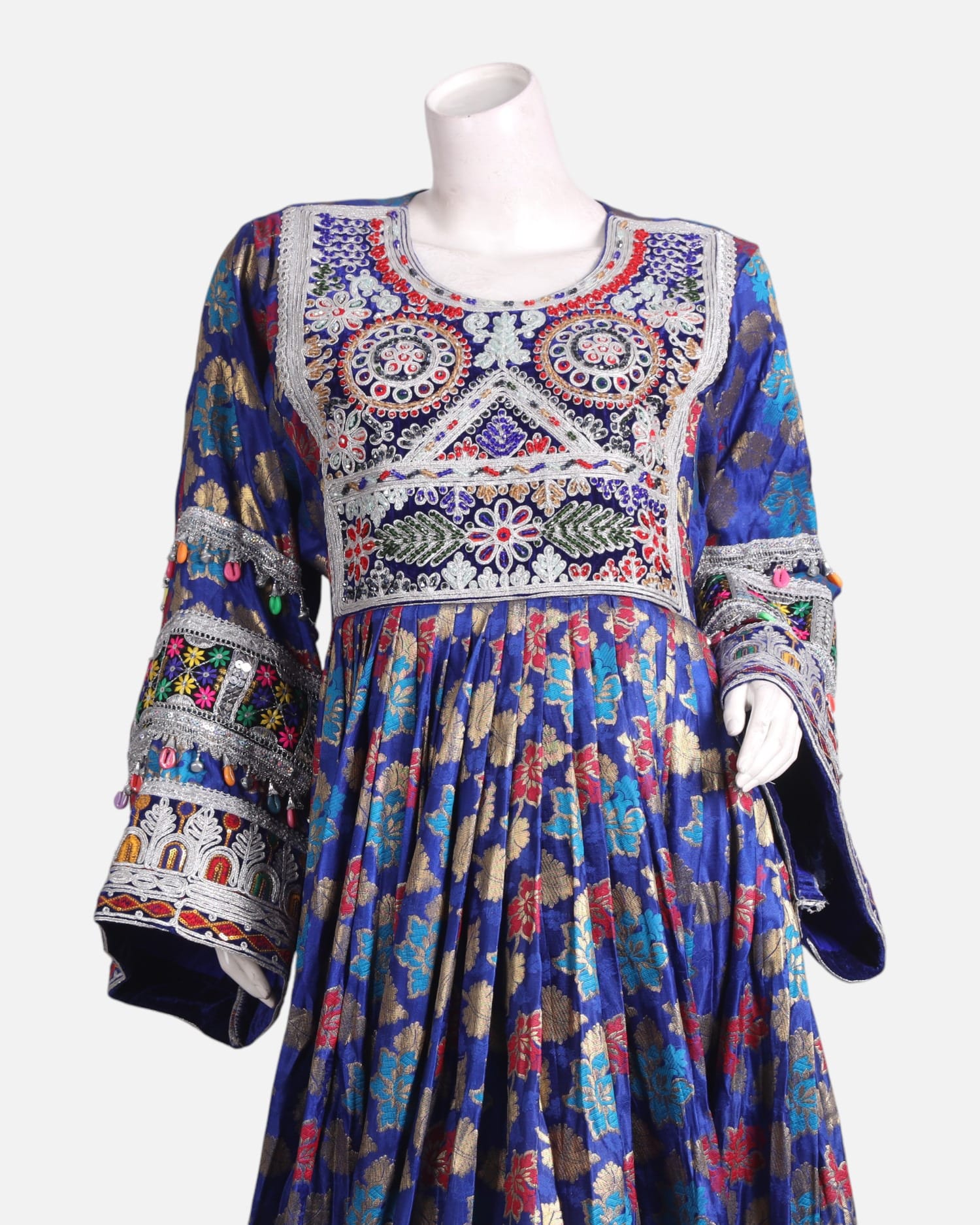 Afghan Ganda Dress for Women – Royal Blue Banarasi Embroidered Eid Outfit | Aseel