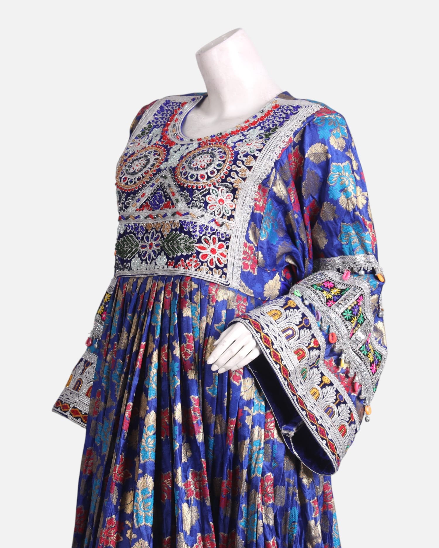 Afghan Ganda Dress for Women – Royal Blue Banarasi Embroidered Eid Outfit | Aseel