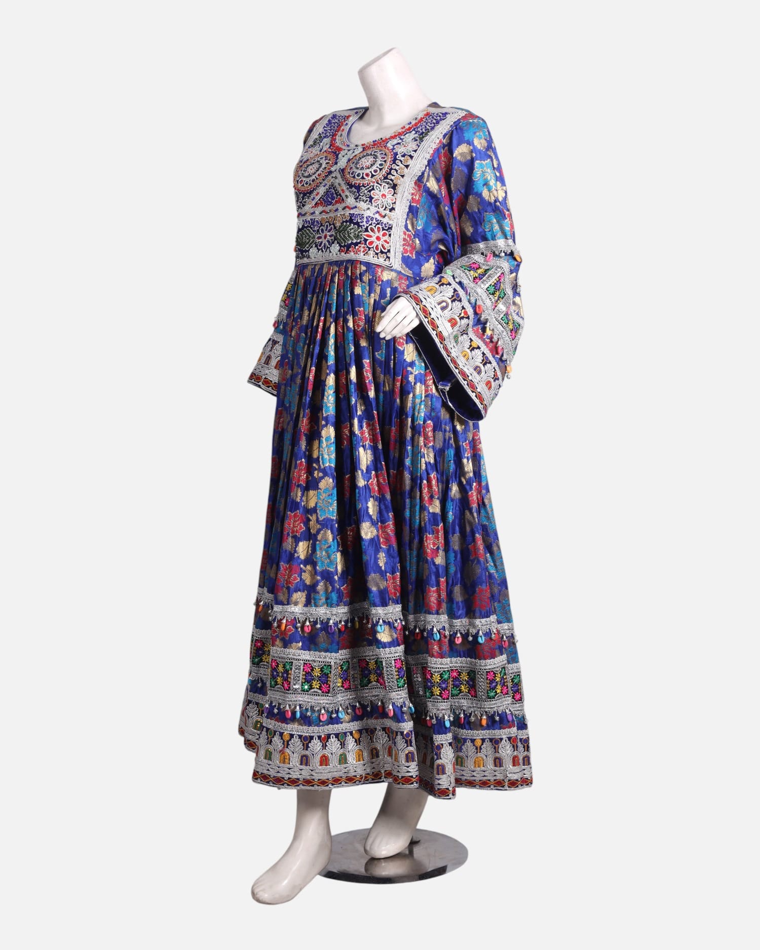 Afghan Ganda Dress for Women – Royal Blue Banarasi Embroidered Eid Outfit | Aseel