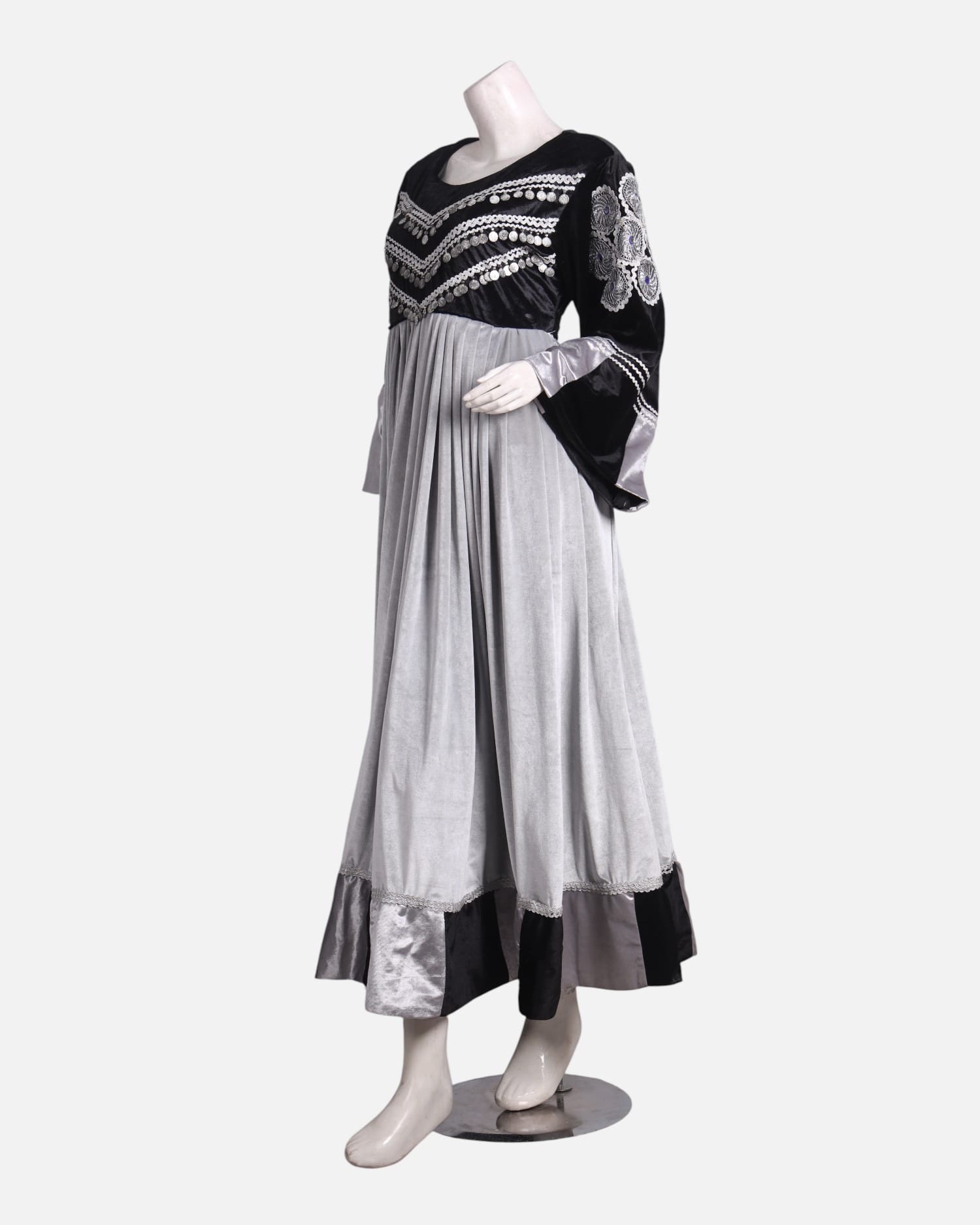 Elegant Afghan Velvet Pleated Gand Dress – Handmade Cultural Long Dress