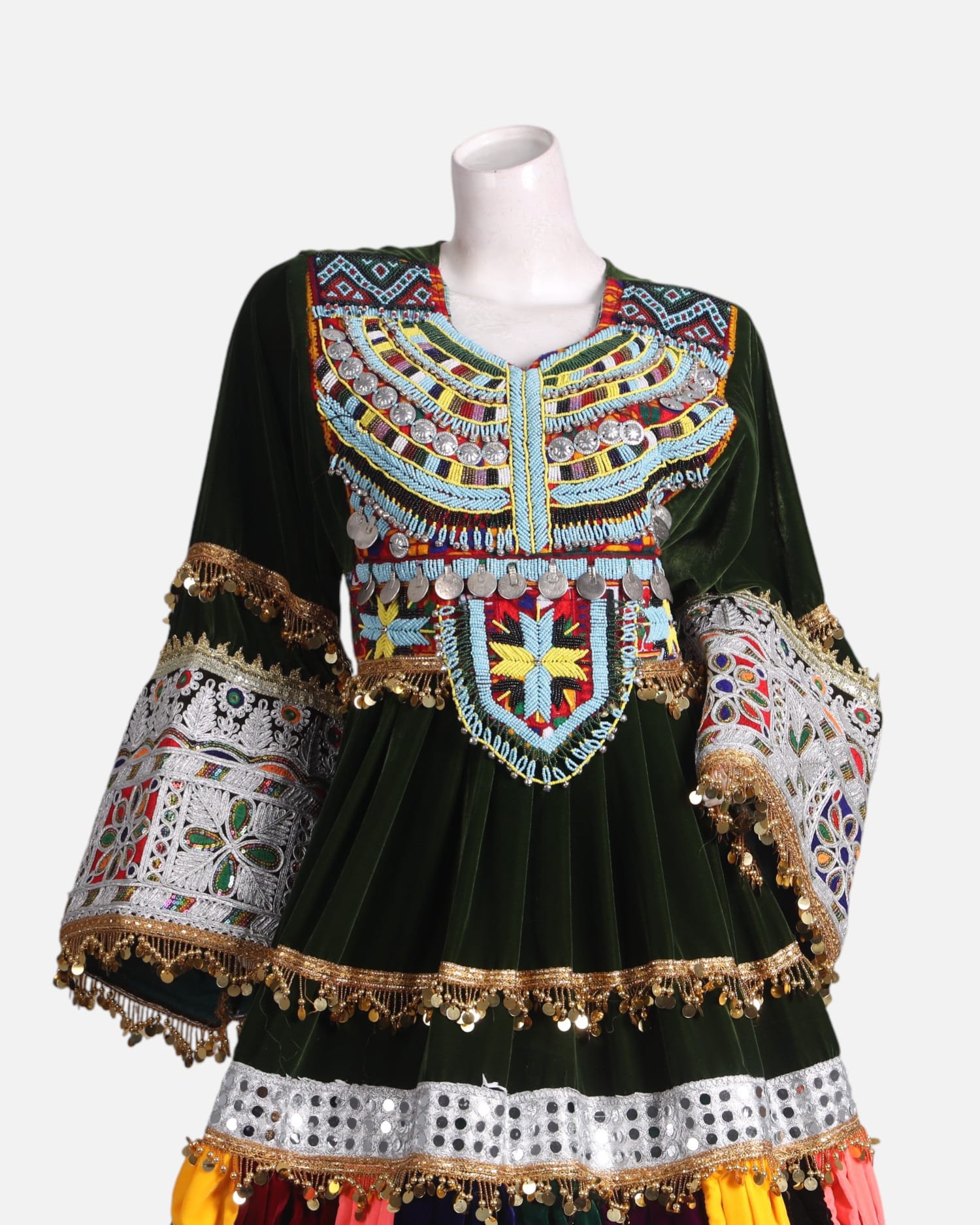Traditional Afghan Dress – Premium Velvet Embroidered Gand for Weddings | Aseel