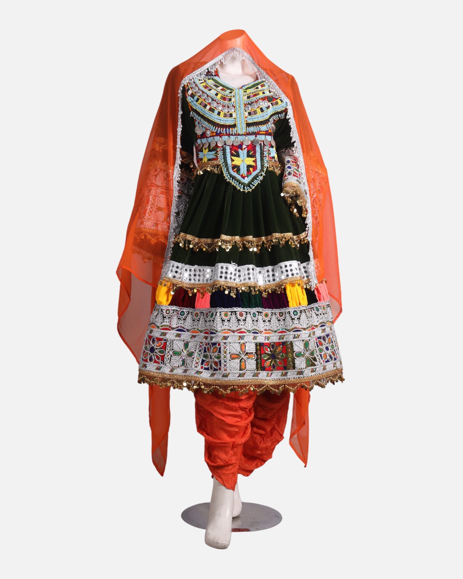 Traditional Afghan Dress – Premium Velvet Embroidered Gand for Weddings | Aseel