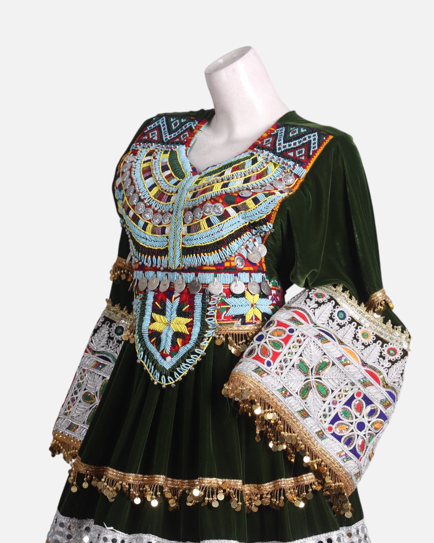 Traditional Afghan Dress – Premium Velvet Embroidered Gand for Weddings | Aseel