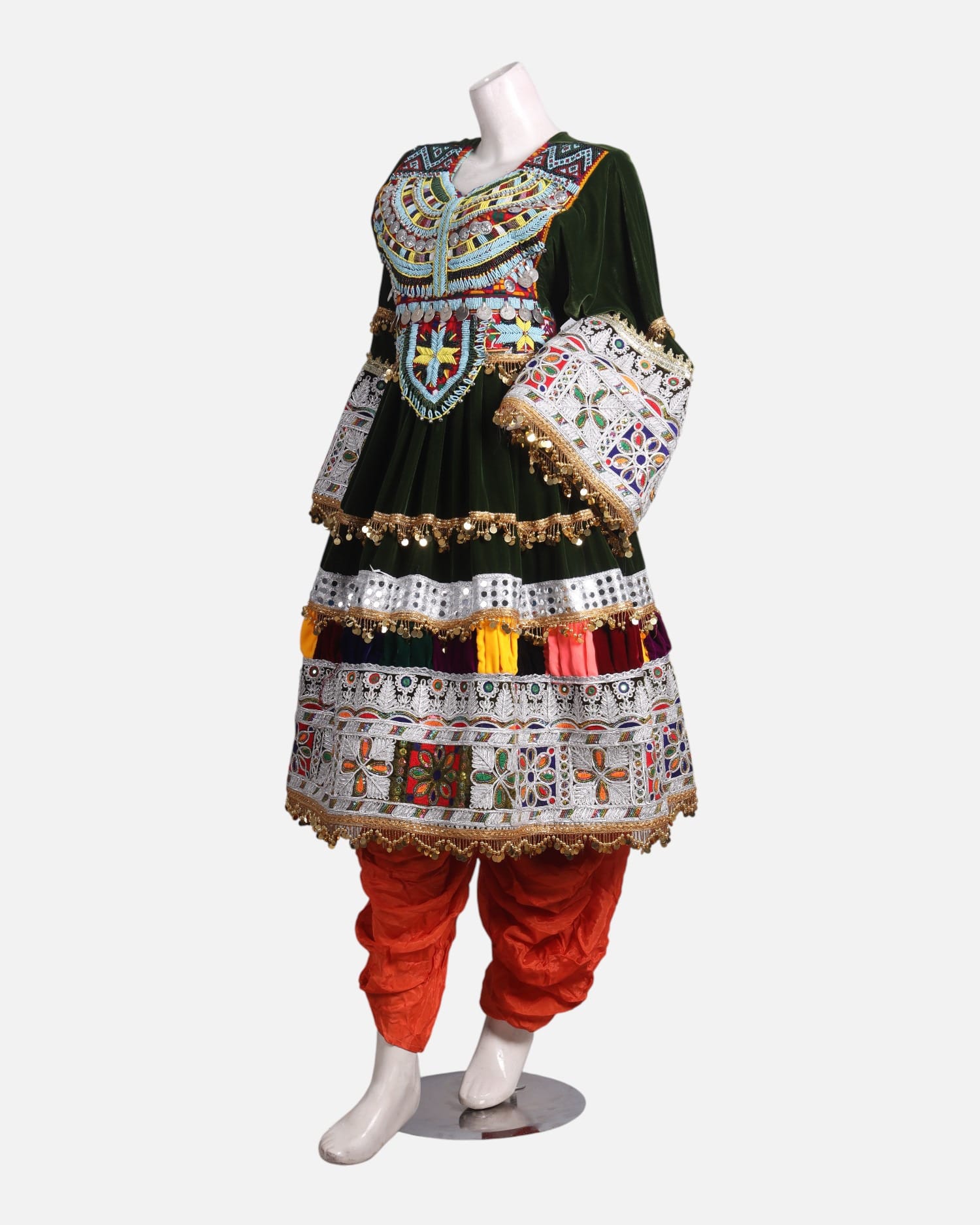 Traditional Afghan Dress – Premium Velvet Embroidered Gand for Weddings | Aseel