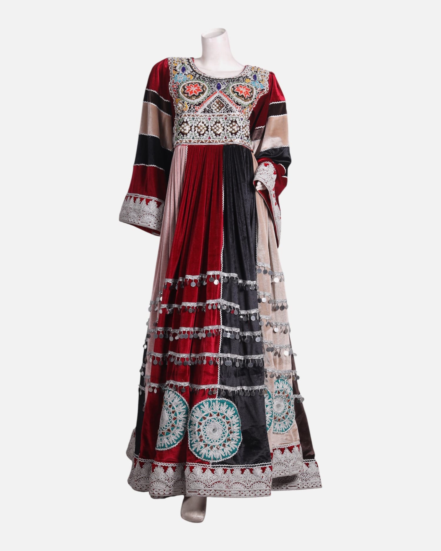 Gand Afghani Afghan Traditional Velvet Embroidered Dress – Handcrafted Cultural Outfit Aseel
