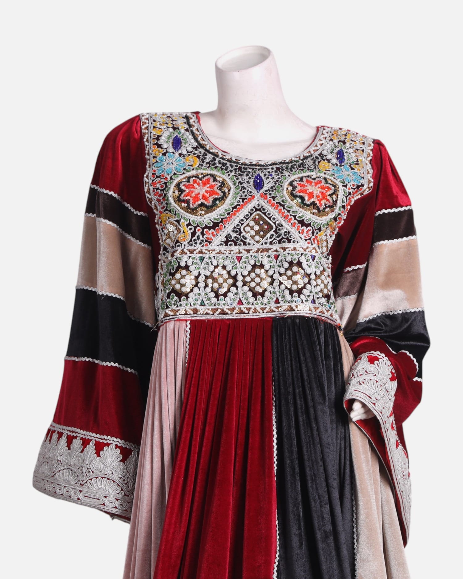 Gand Afghani Afghan Traditional Velvet Embroidered Dress – Handcrafted Cultural Outfit Aseel