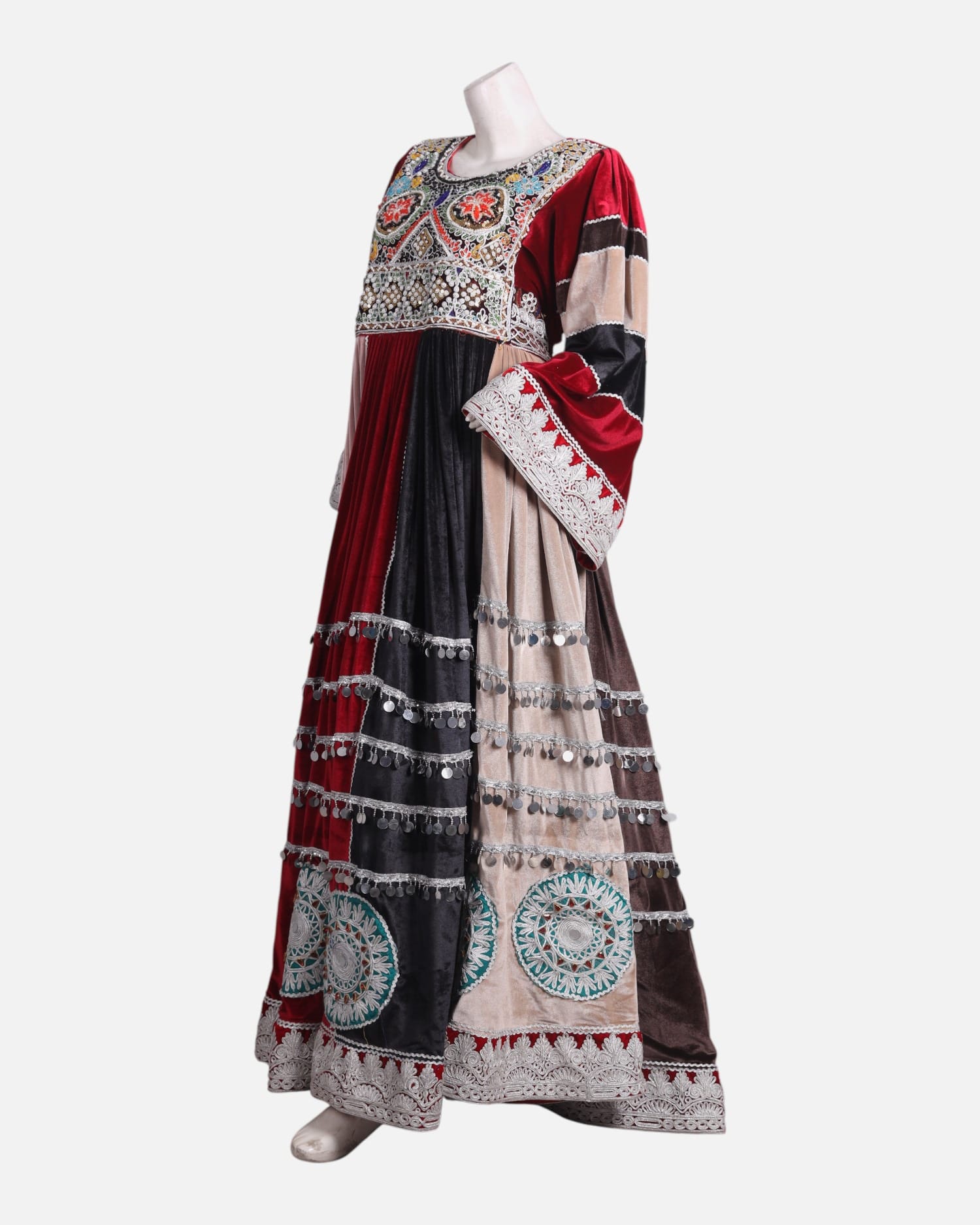 Gand Afghani Afghan Traditional Velvet Embroidered Dress – Handcrafted Cultural Outfit Aseel