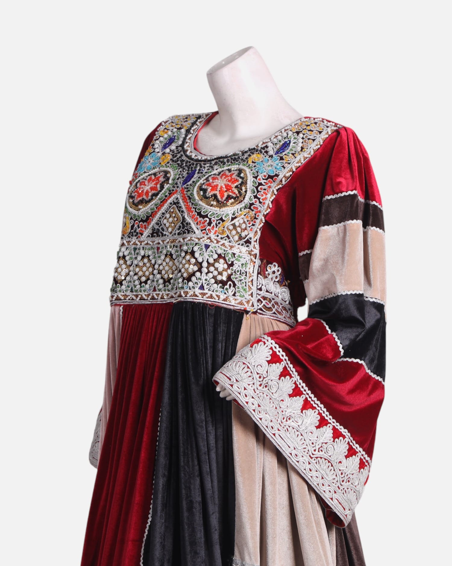 Gand Afghani Afghan Traditional Velvet Embroidered Dress – Handcrafted Cultural Outfit Aseel
