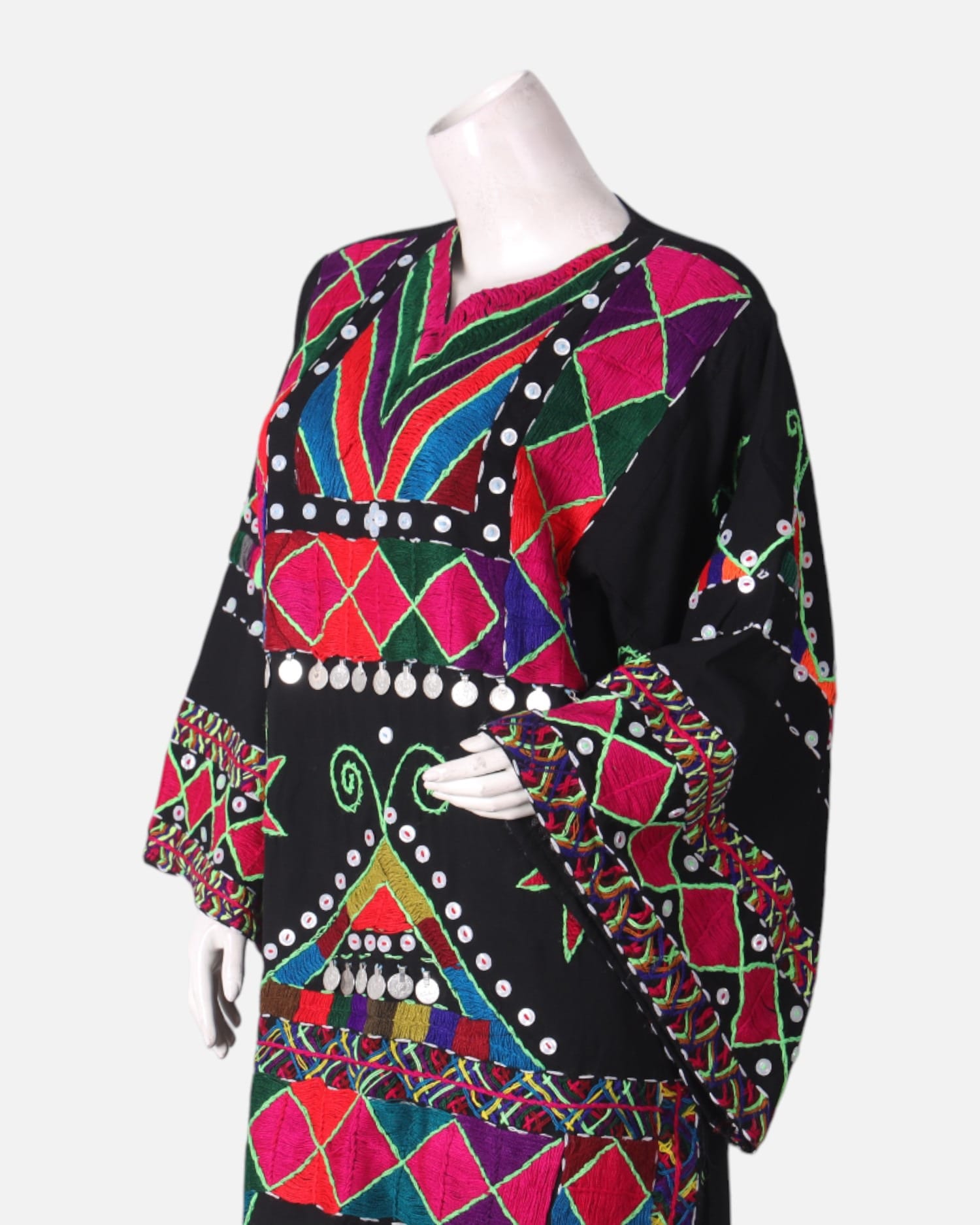 Women's Afghan Punjabi Dress – Intricate Hand Embroidery with Cotton Fabric Aseel