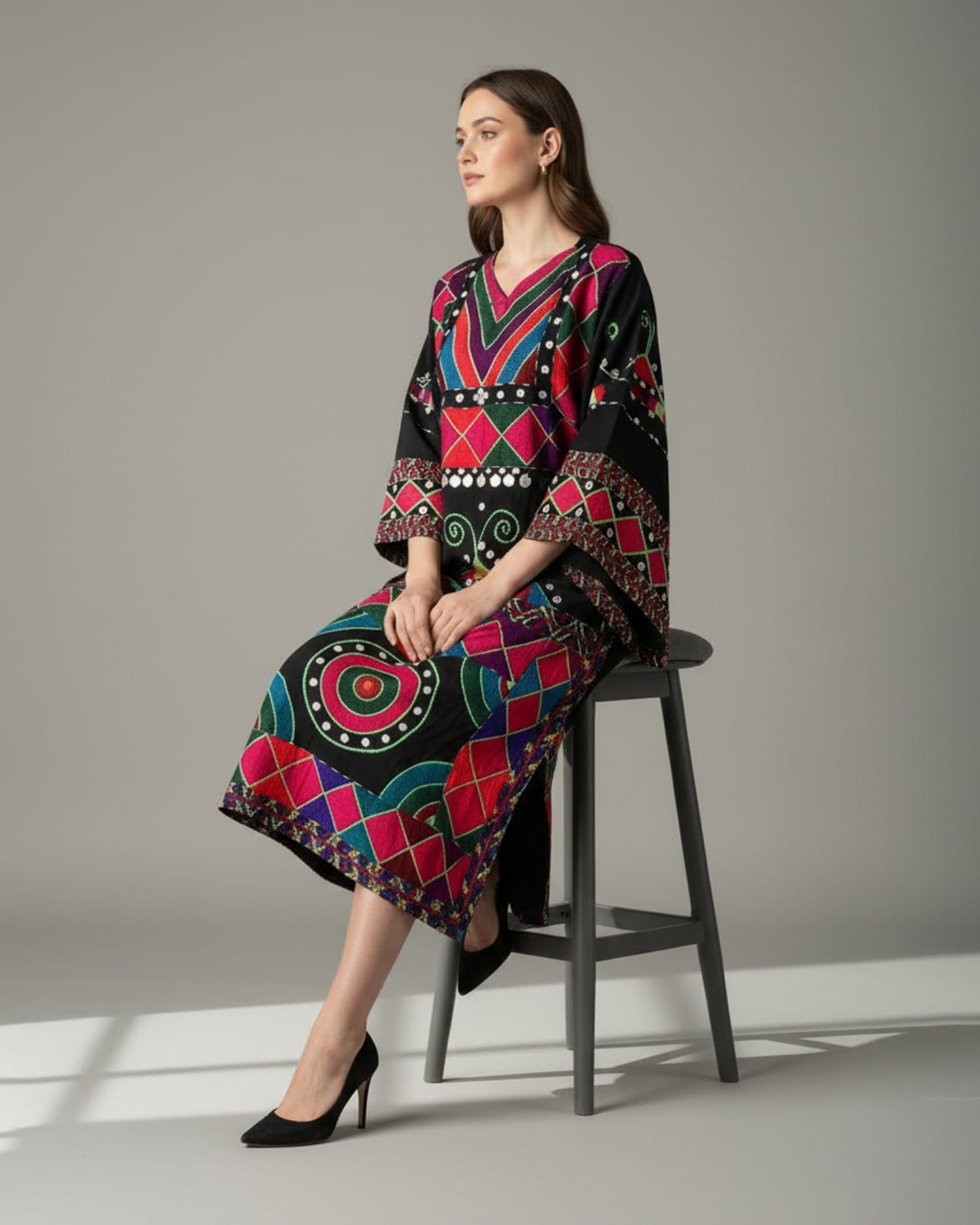 Women's Afghan Punjabi Dress – Intricate Hand Embroidery with Cotton Fabric Aseel