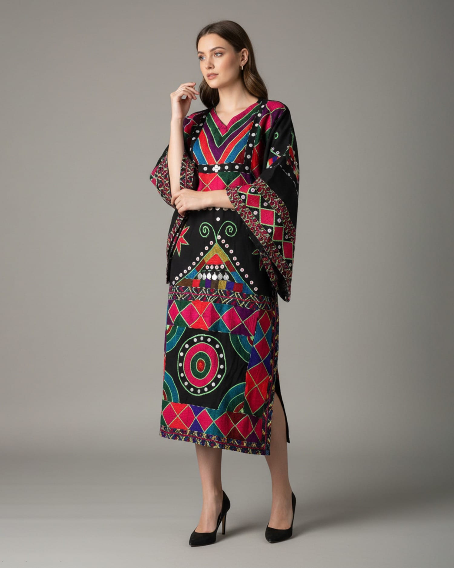 Women's Afghan Punjabi Dress – Intricate Hand Embroidery with Cotton Fabric Aseel