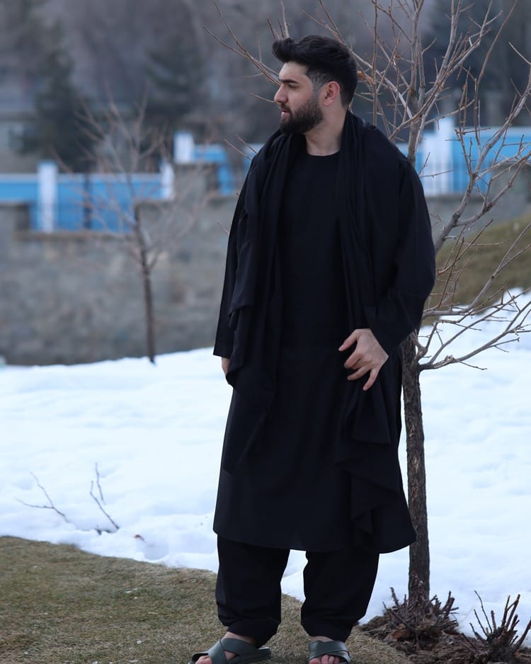 Black Afghan Clothes Qasimi Design for Men – Traditional Embroidered