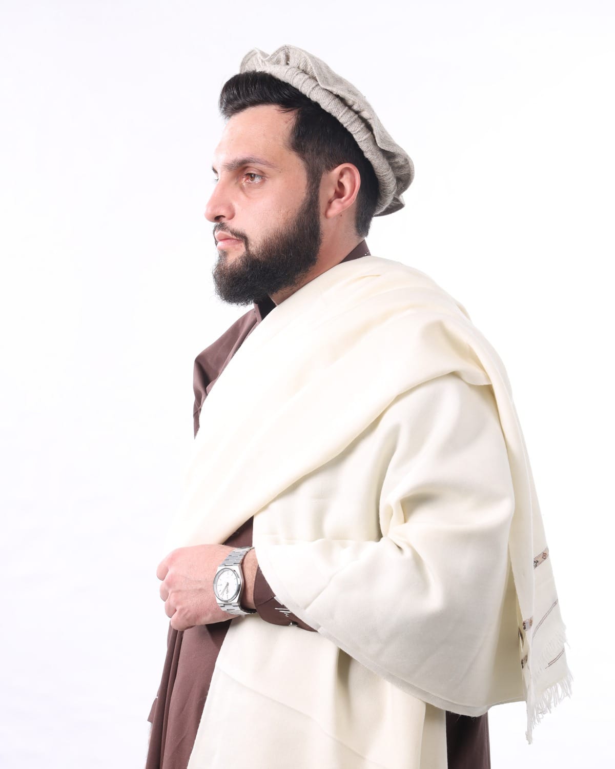 Charasda Wal Kashmiri Patu Men Shawl - Handwoven Wool Shawl