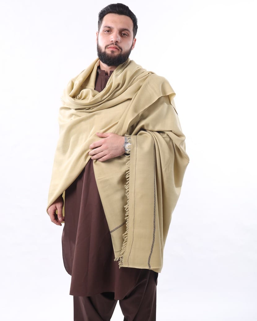 Afghan Charasda Wal Kashmiri Patu Men Shawl - Handwoven Raw Wool Shawl